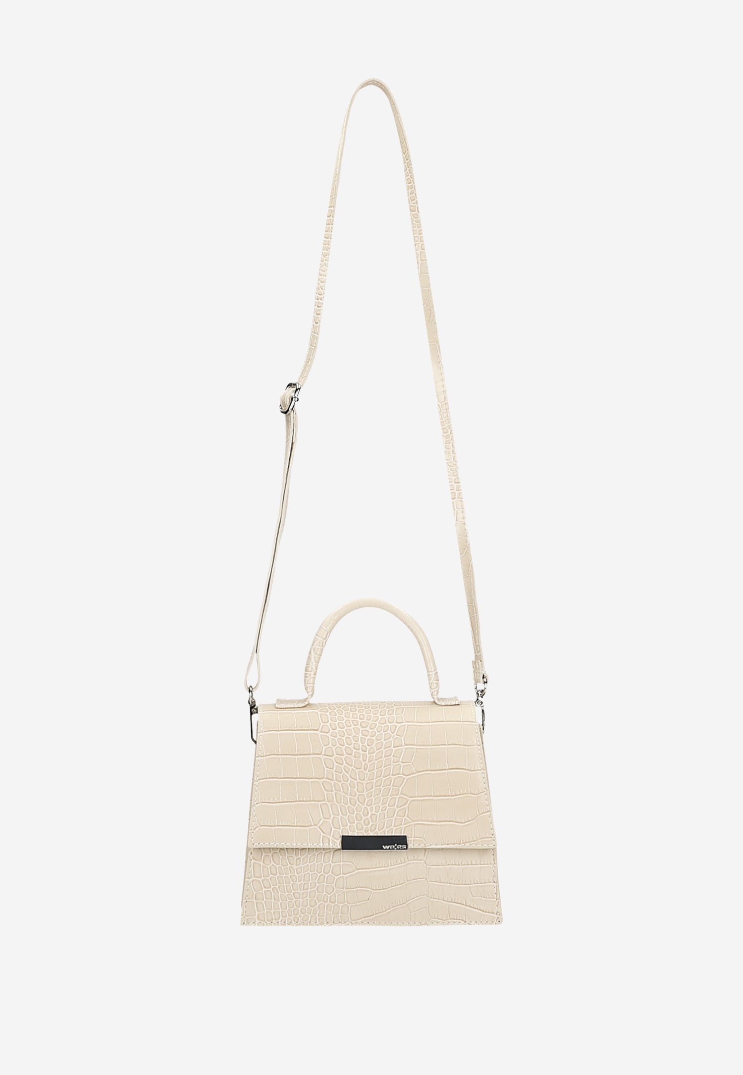 Skórzana torebka damska w kolorze jasnego beżu