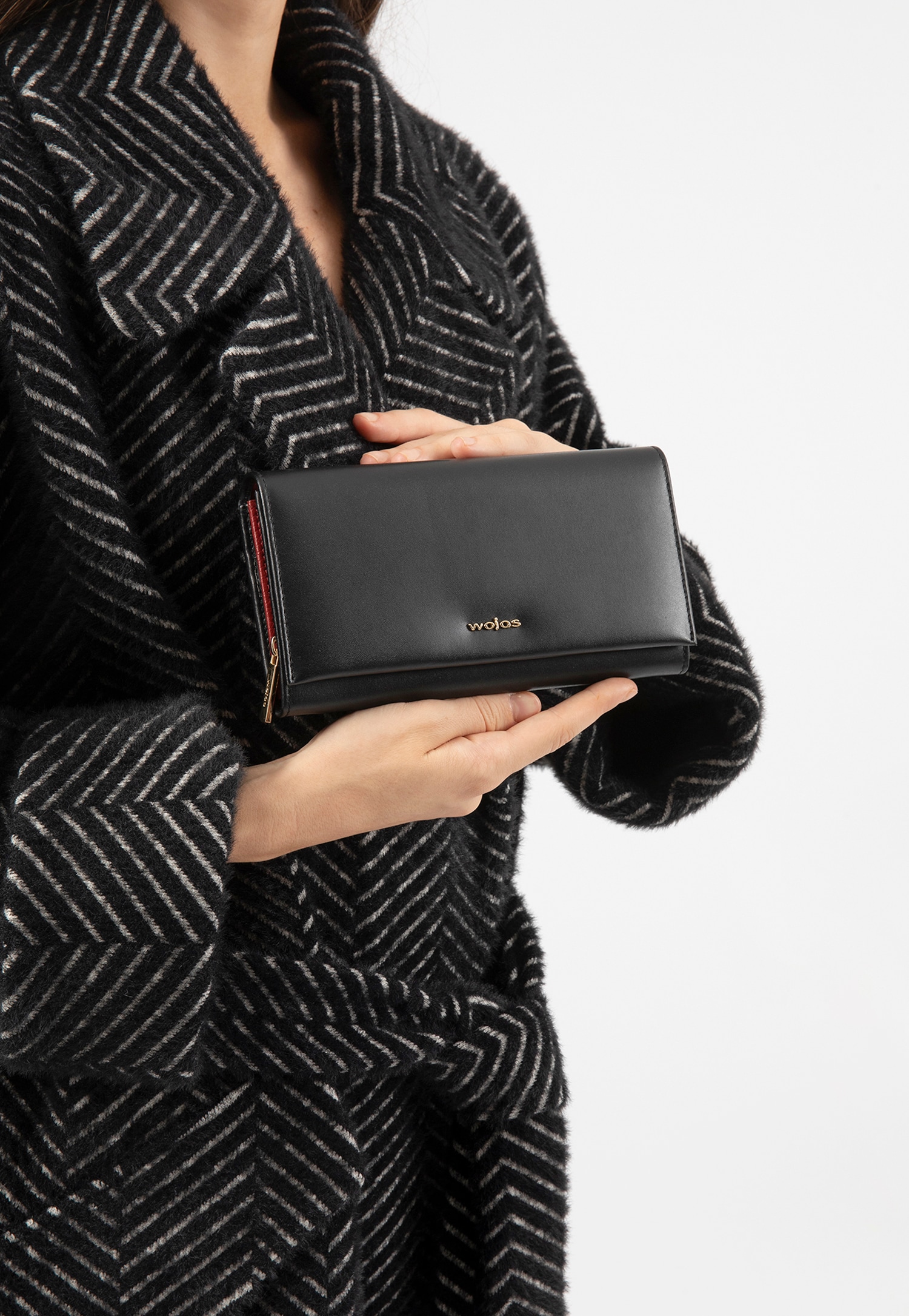 Czarny portfel damski PREMIUM z gładkiej skóry licowej