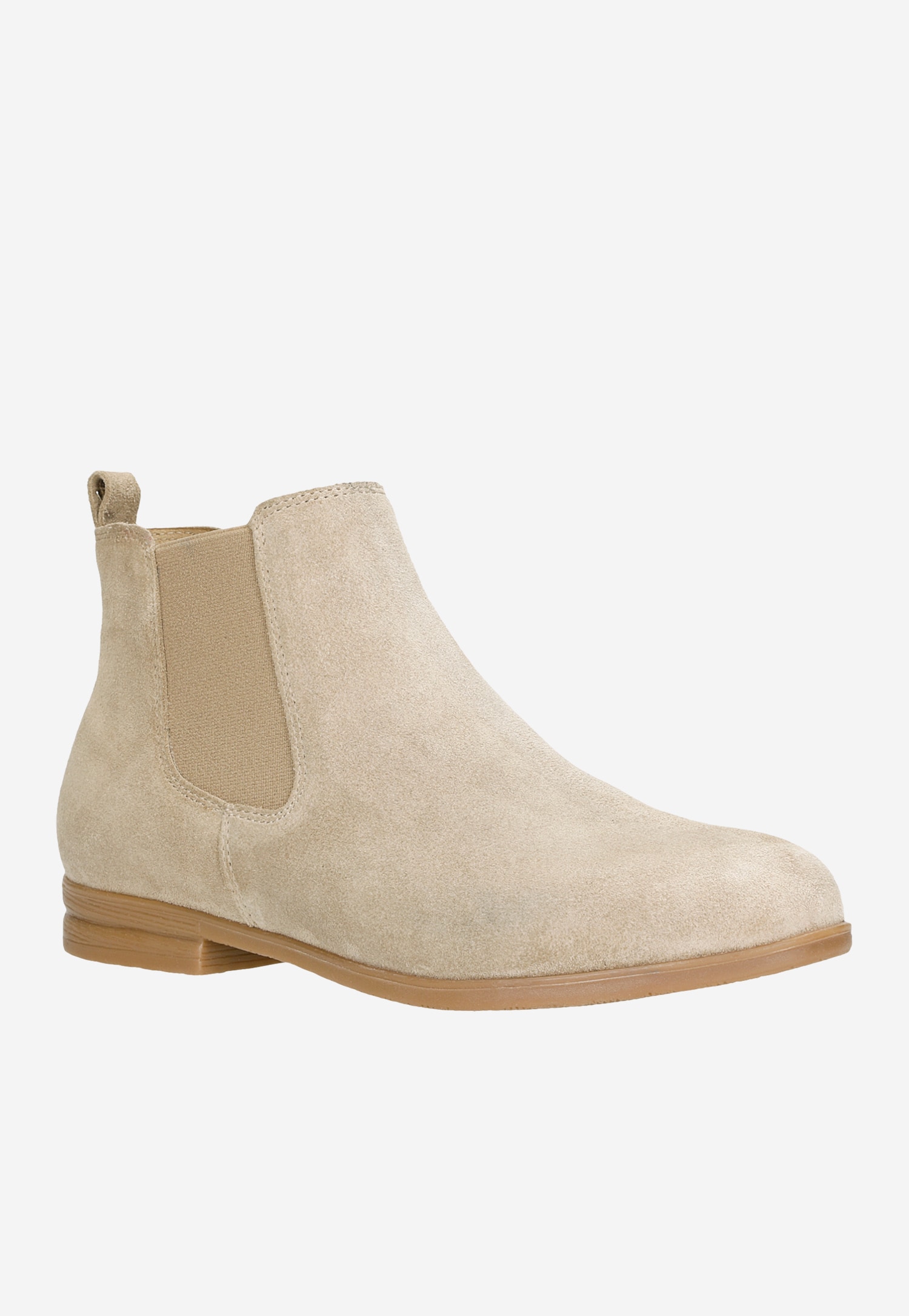 Beżowe sztyblety damskie z dwoiny welurowej