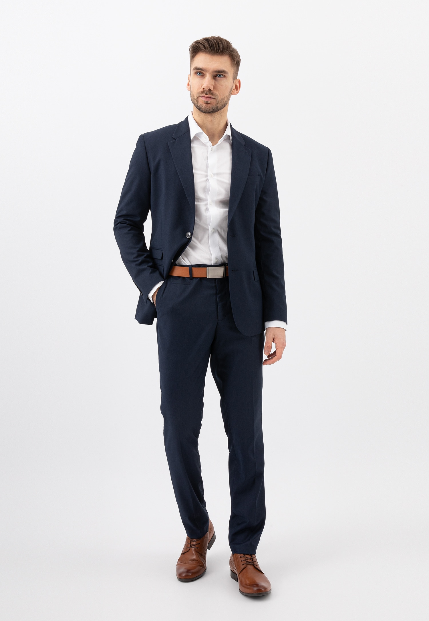 Brązowe skórzane półbuty męskie