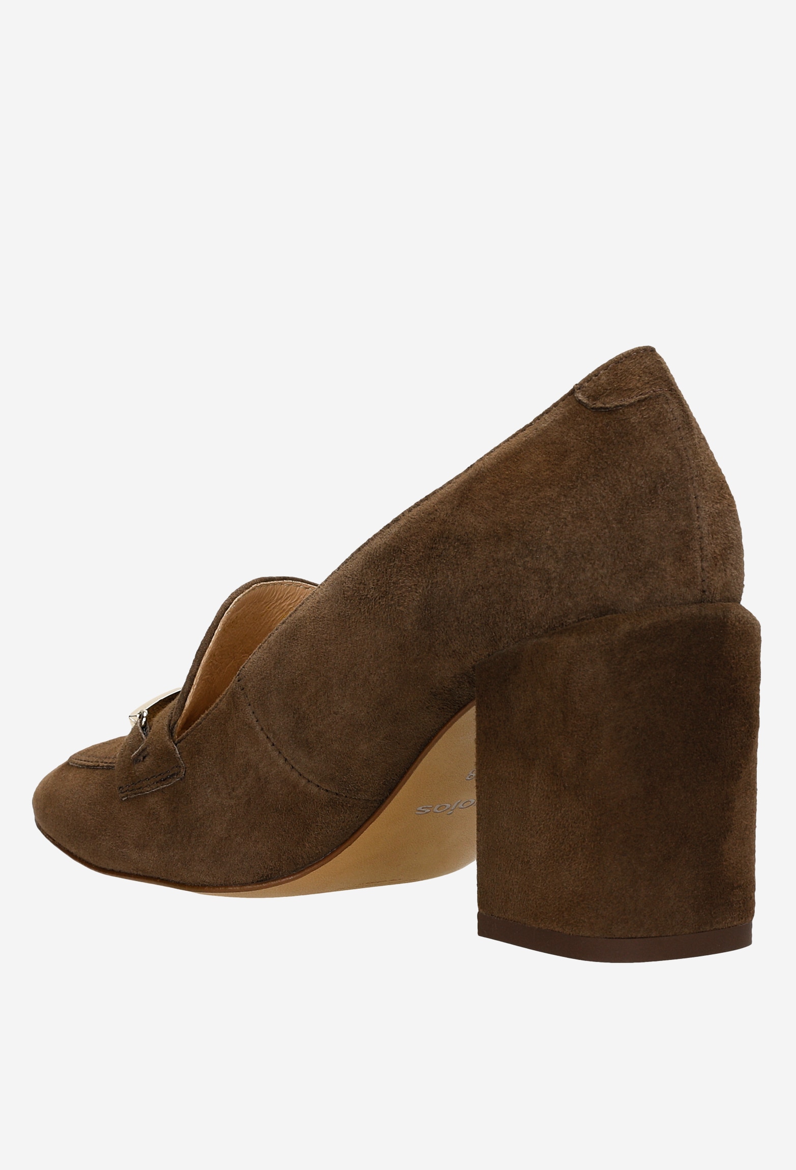 Brązowe mokasyny damskie na obcasie