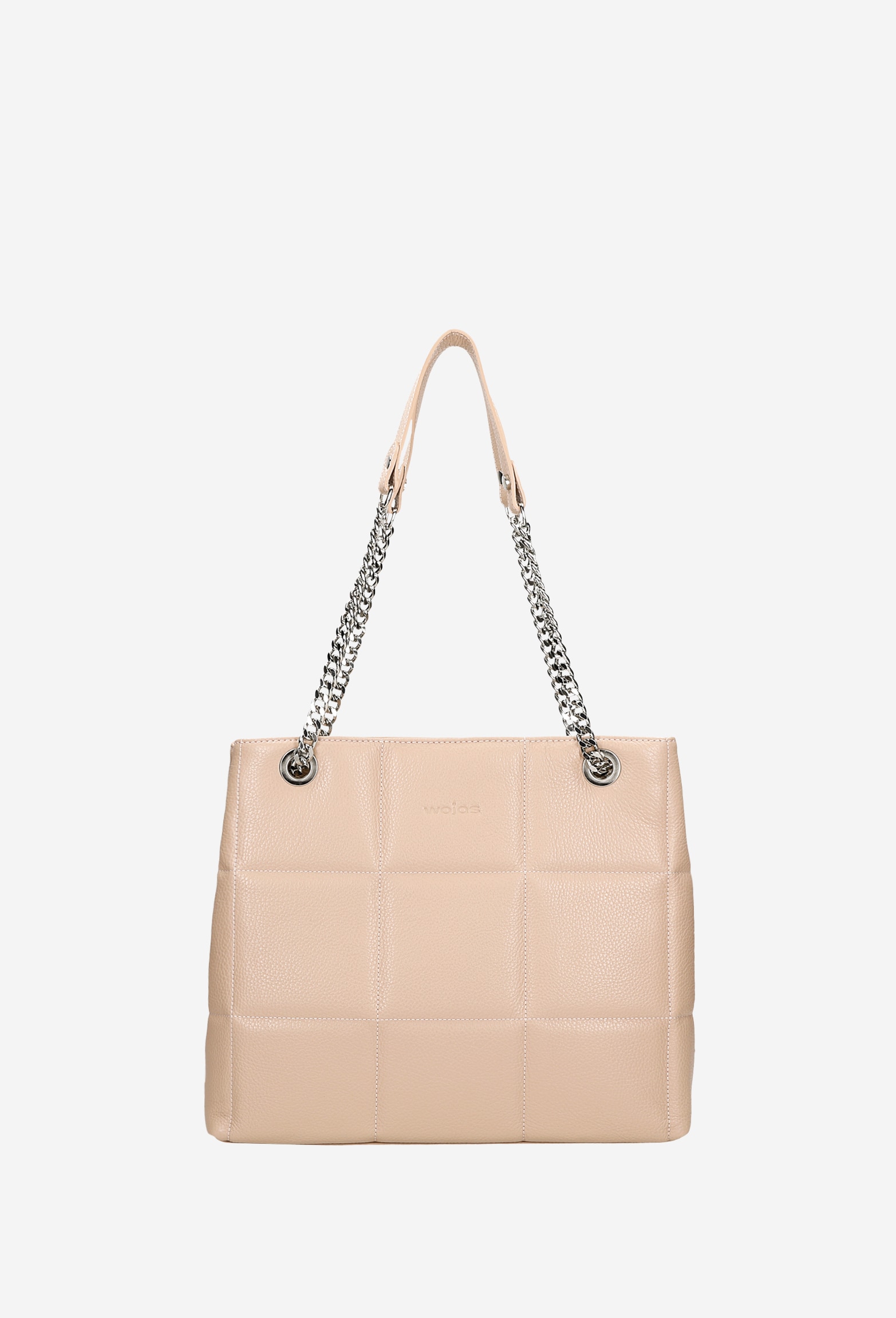 Jasnoróżowa pojemna torebka damska z przeszyciami