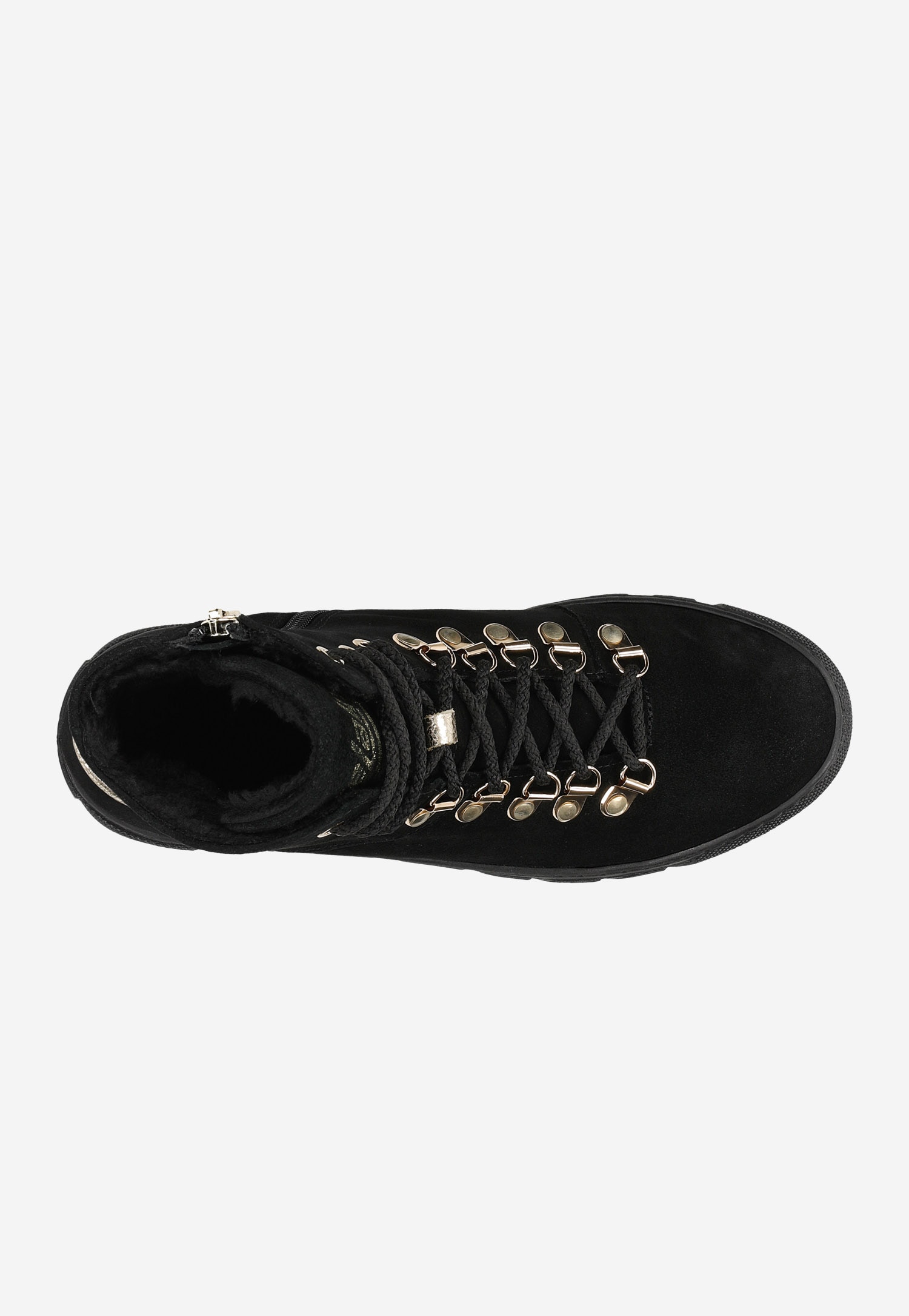 RELAKS czarne ocieplane trzewiki damskie ze złotymi elementami