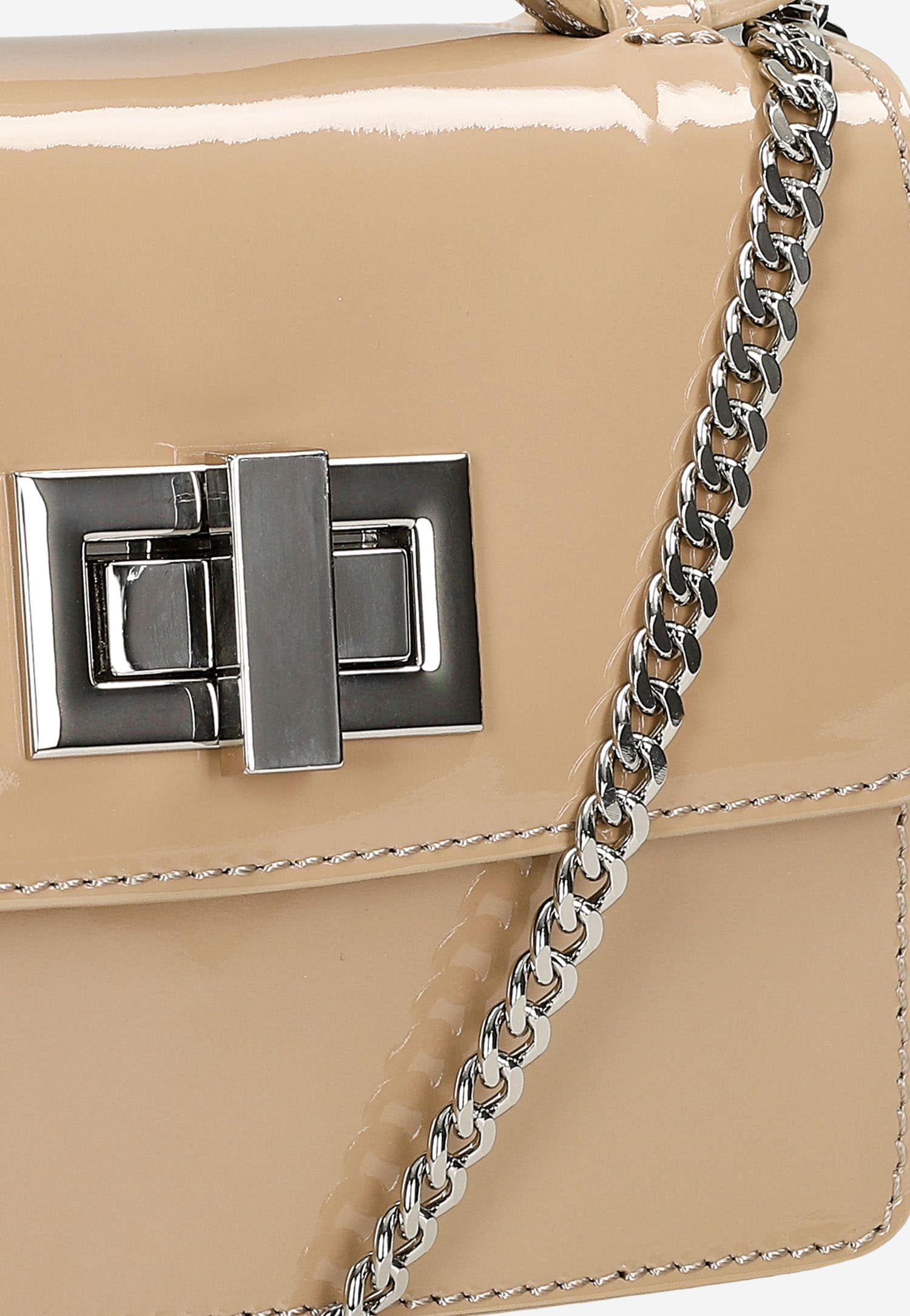 Beżowa lakierowana wizytowa torebka damska