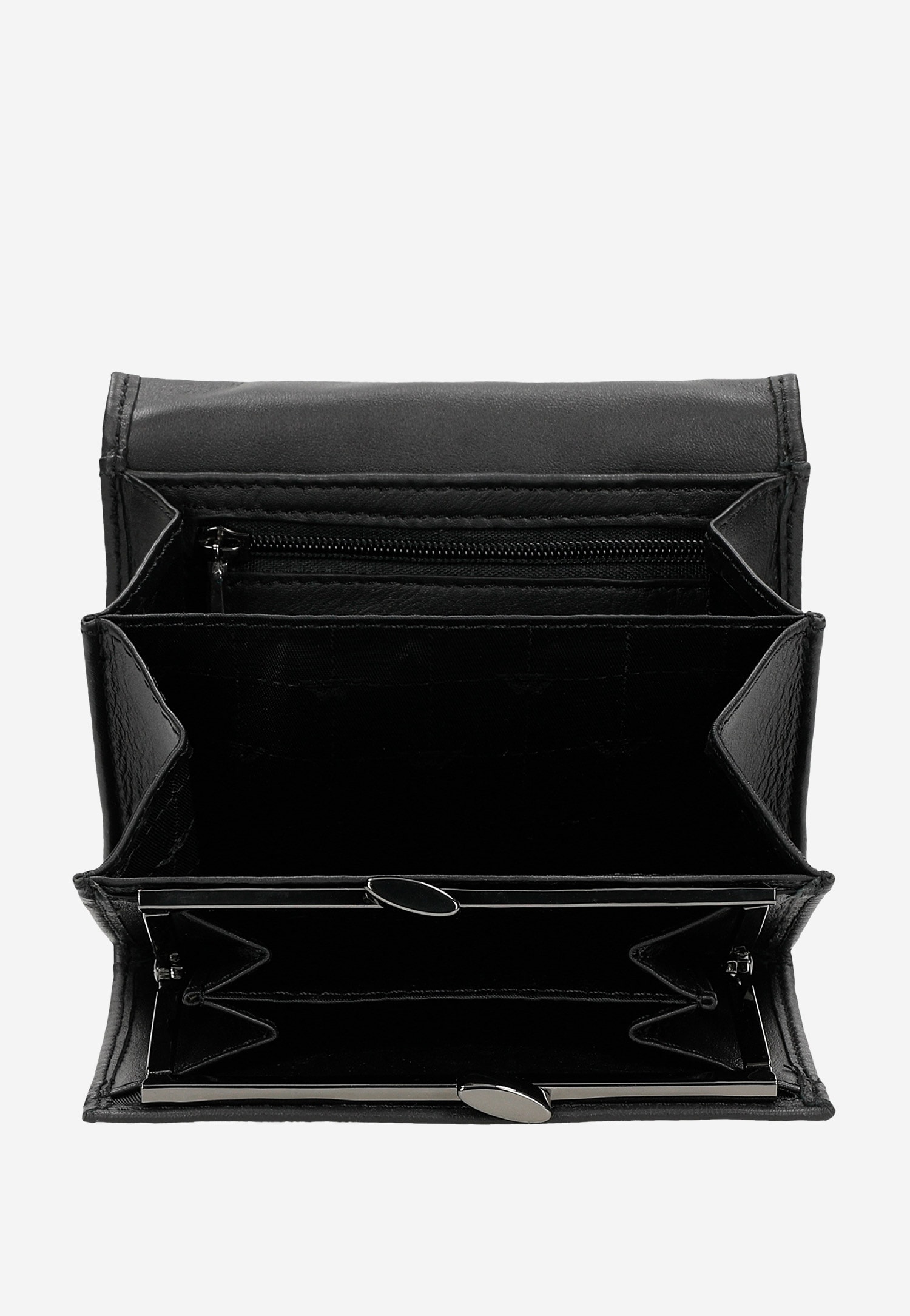 Czarny klasyczny portfel damski ze skóry licowej