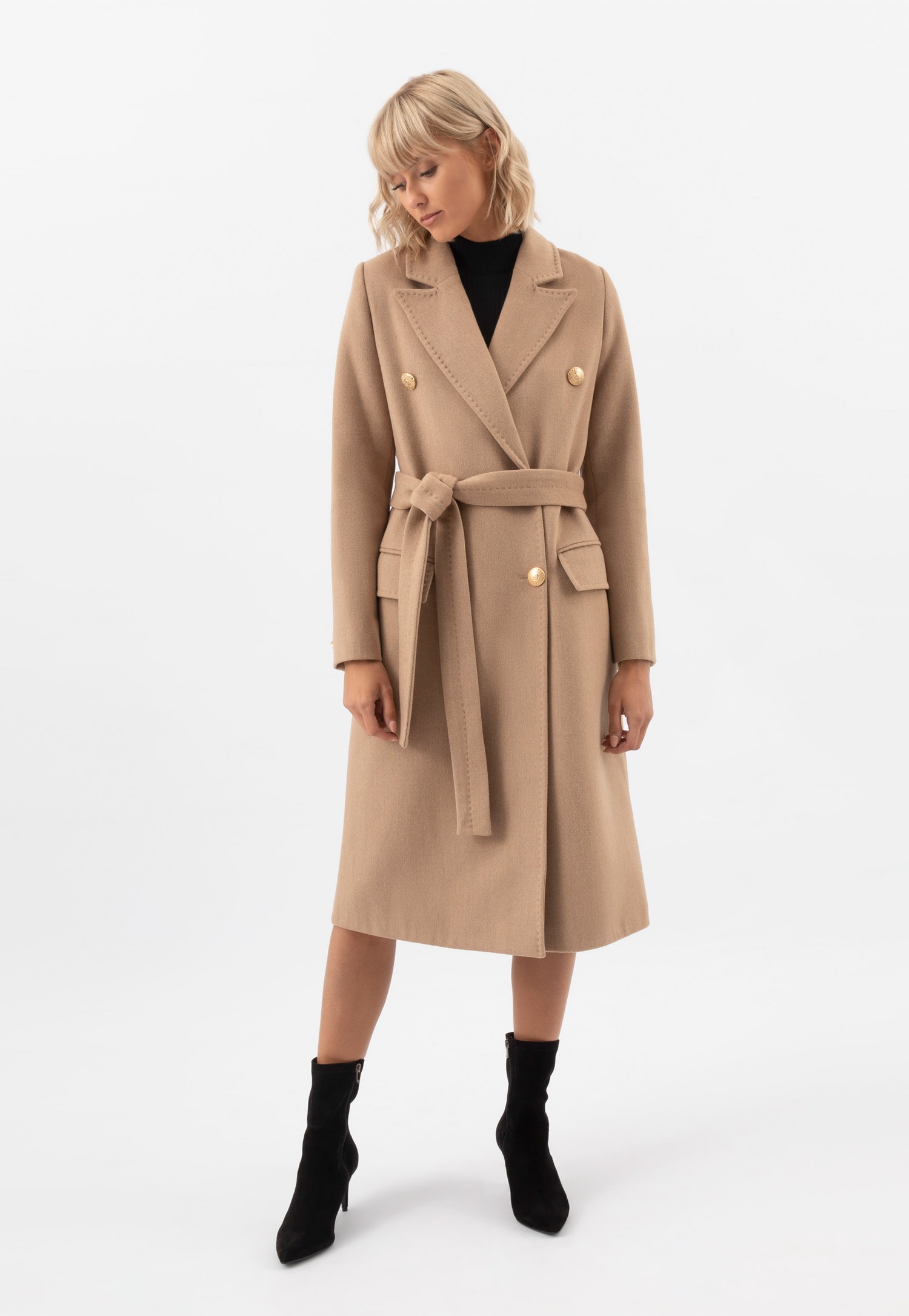 RELAKS elegancki czarny płaszcz damski