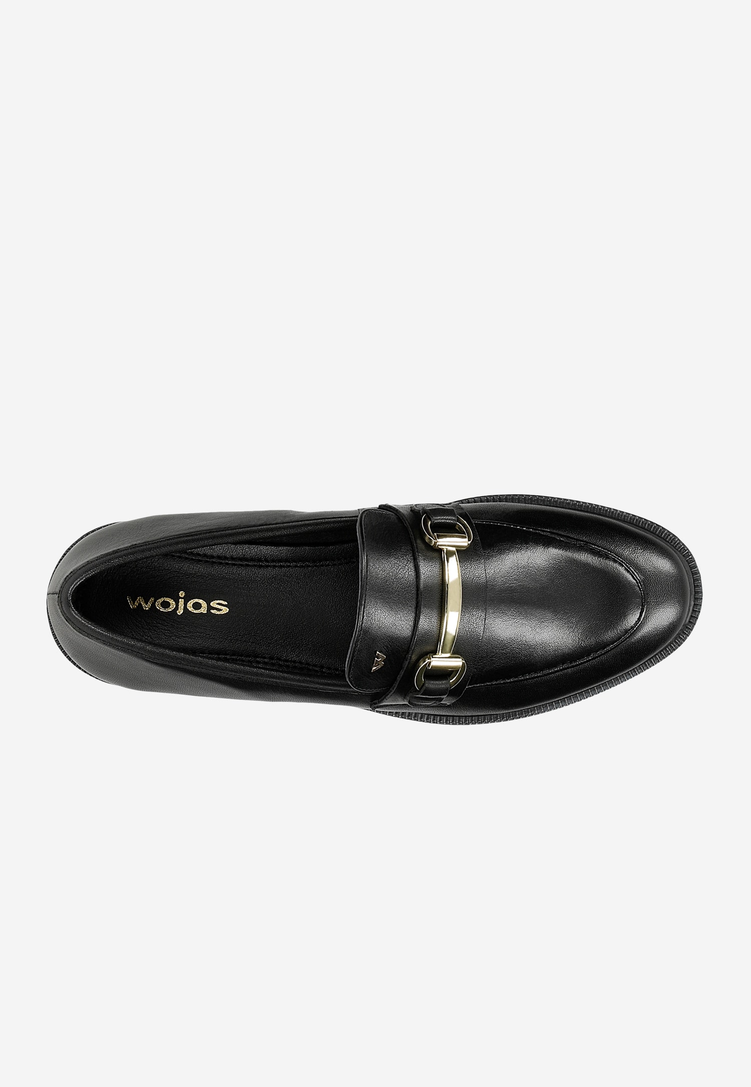 Czarne mokasyny ze skóry licowej ze złotą ozdobą