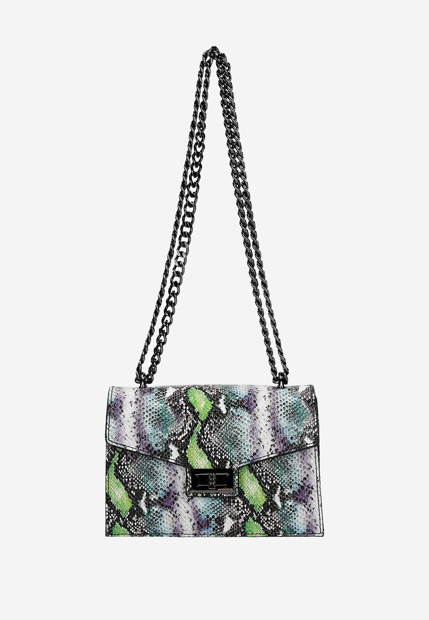 Wizytowa torebka damska z kolorowym zwierzęcym motywem