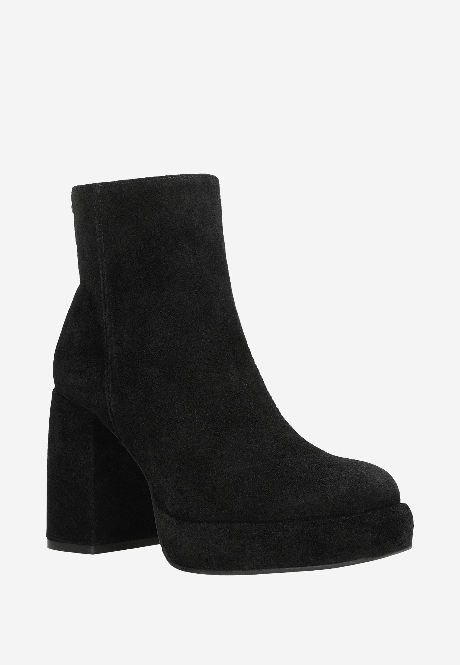 Beżowe botki damskie na szerokim słupku