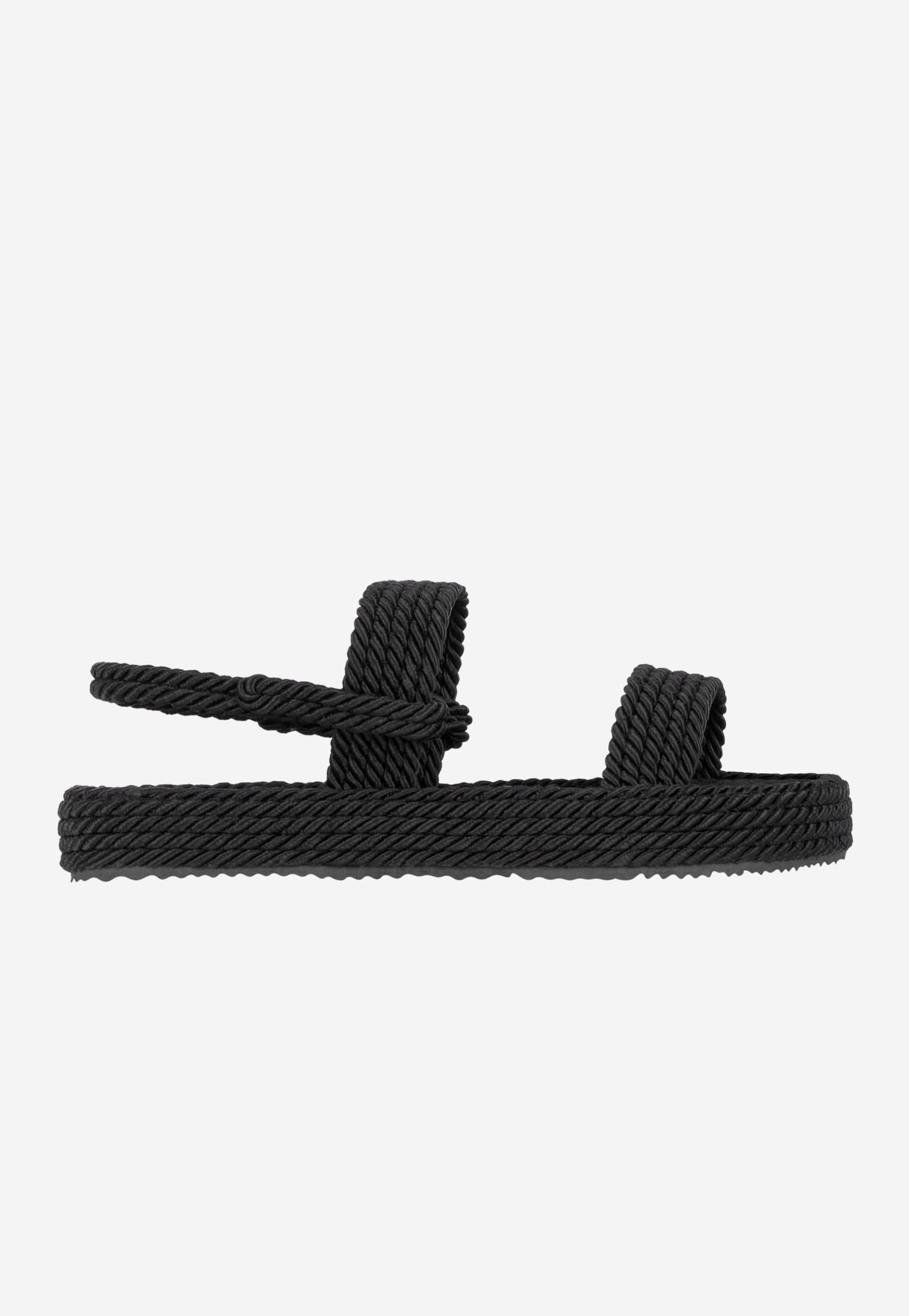 WJS czarne płaskie sandały damskie z ozdobnymi paskami