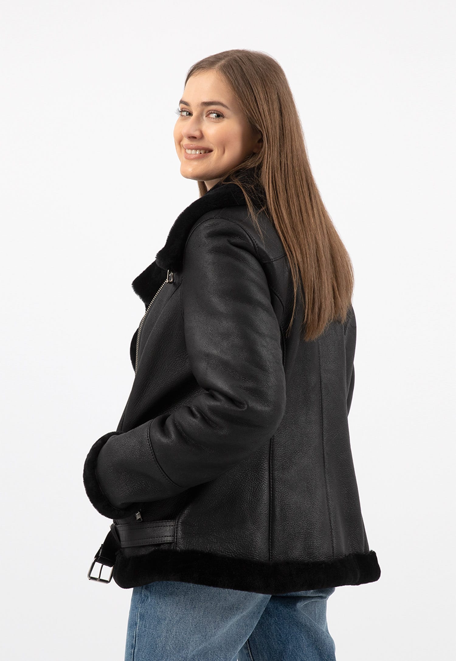 RELAKS kurtka pilotka damska w kolorze czarnym