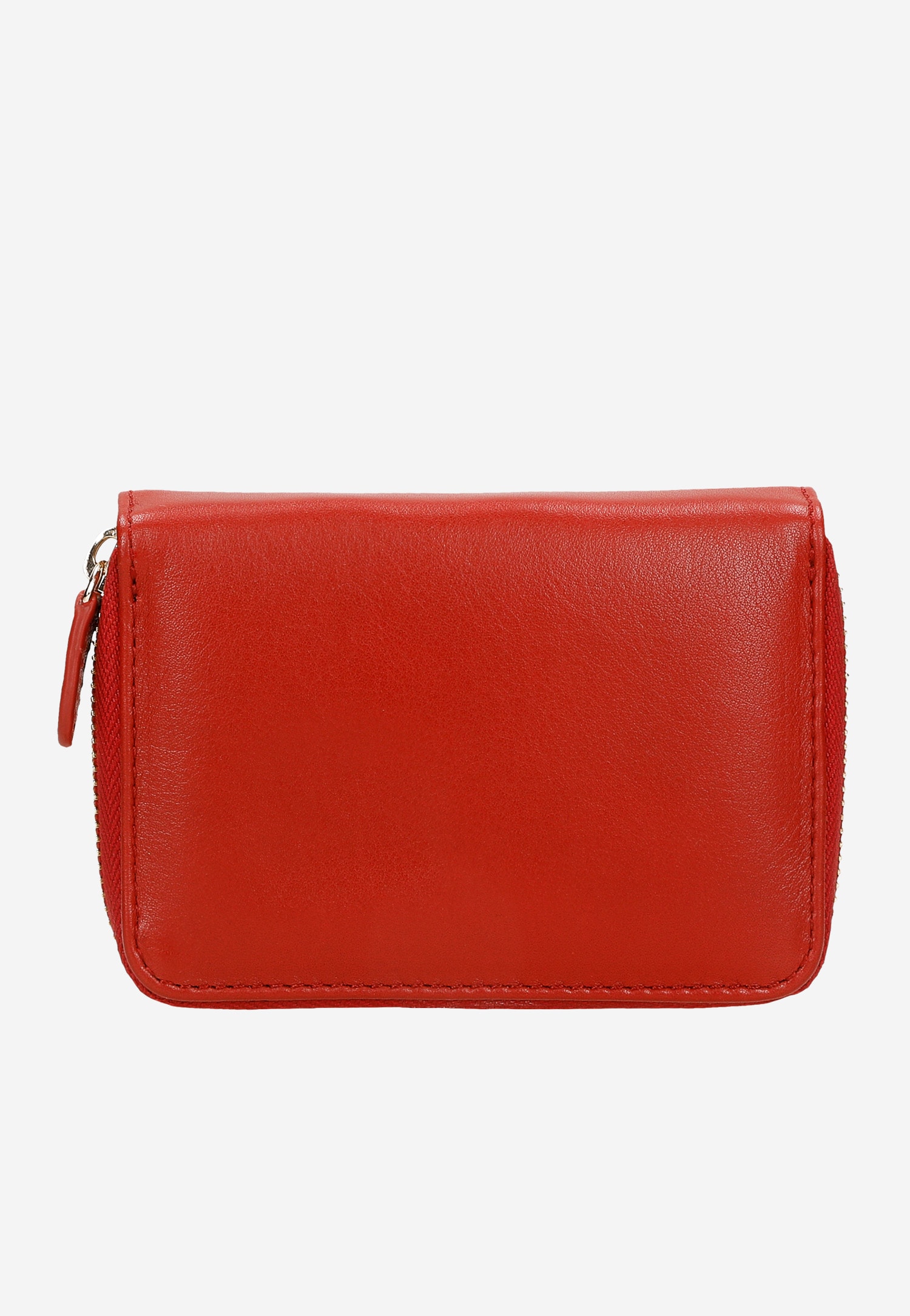 Mały czerwony portfel damski z gładkiej skóry licowej
