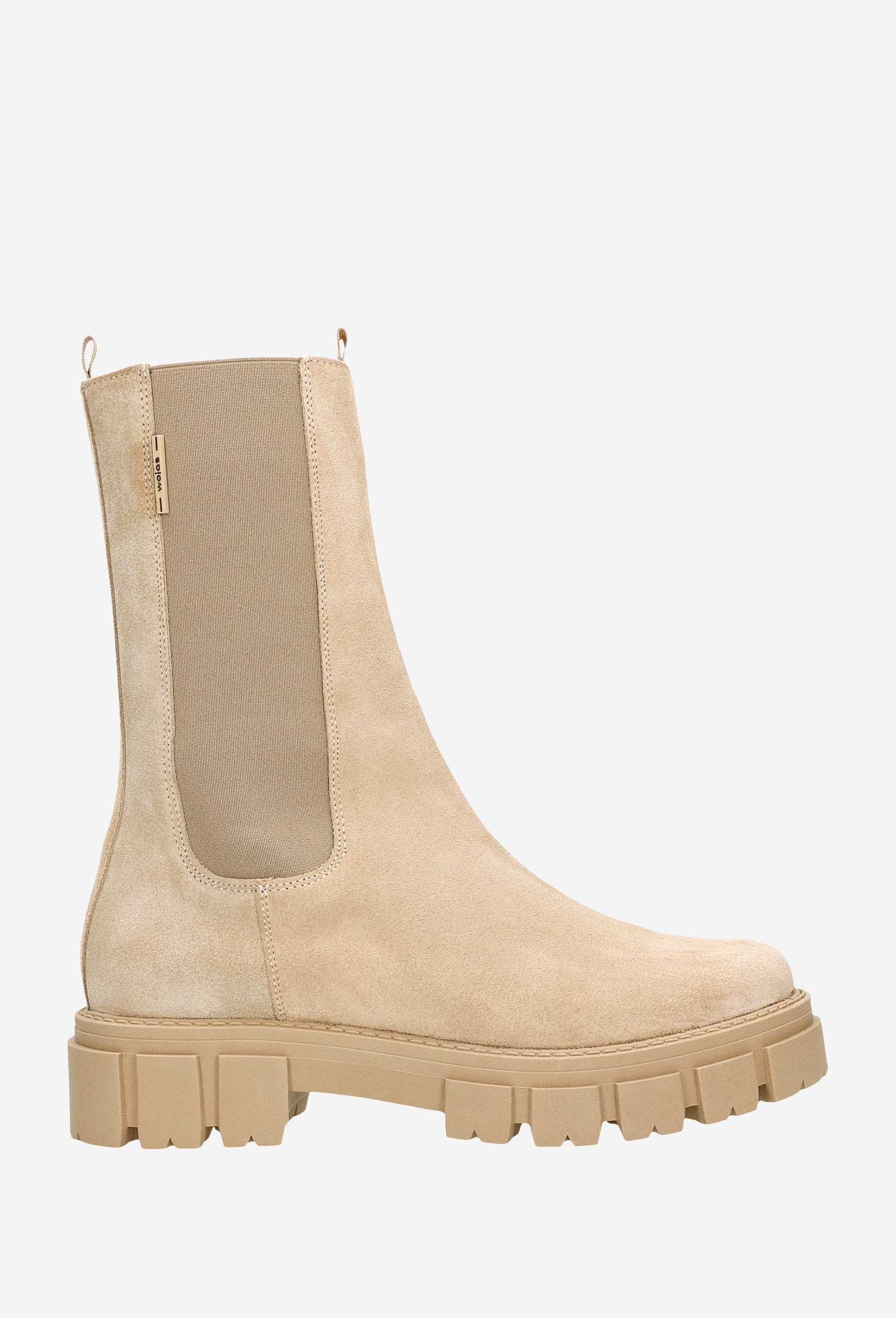 Beżowe sztyblety damskie z wysoką cholewką