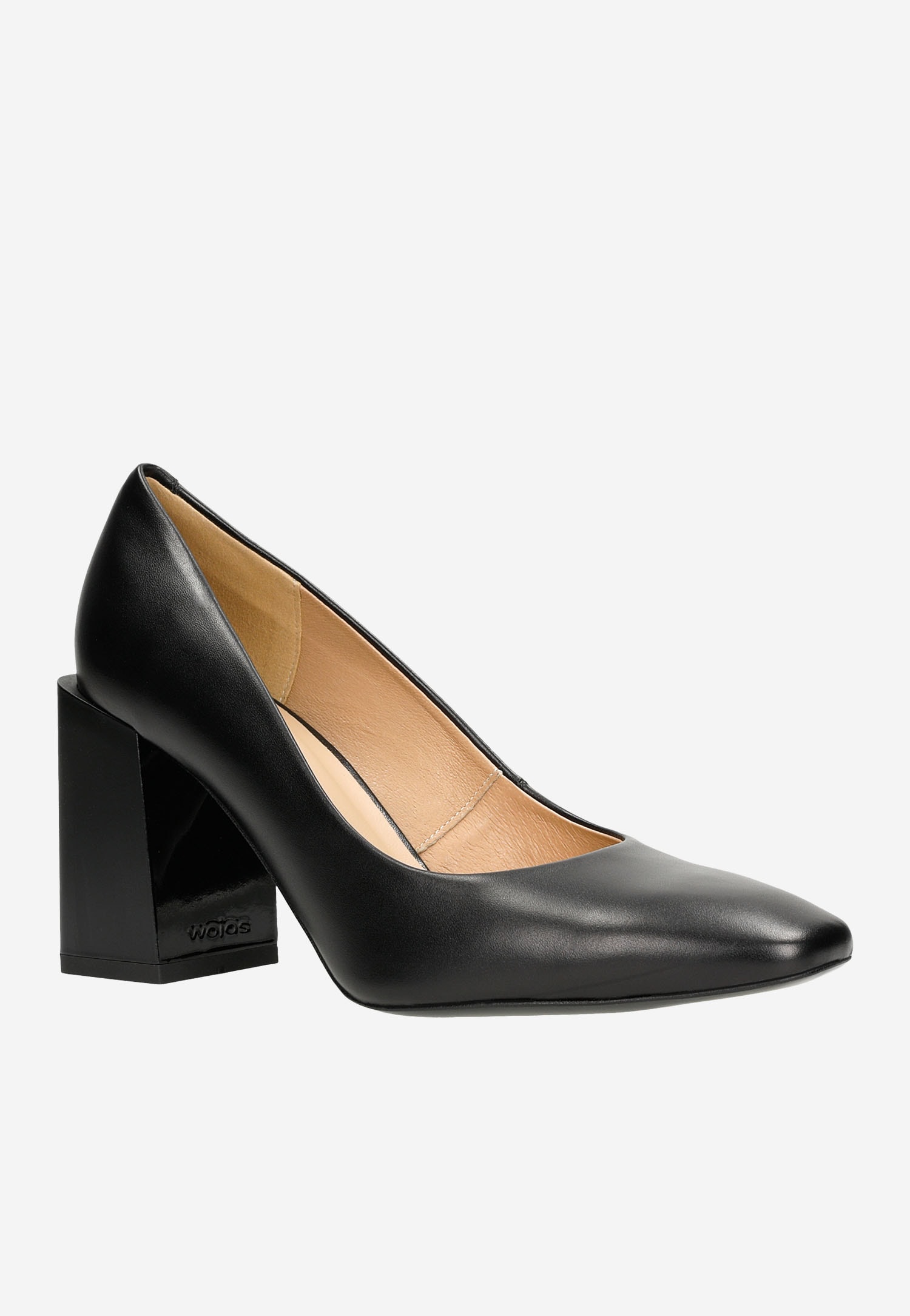 Klasyczne czarne czółenka damskie na słupku