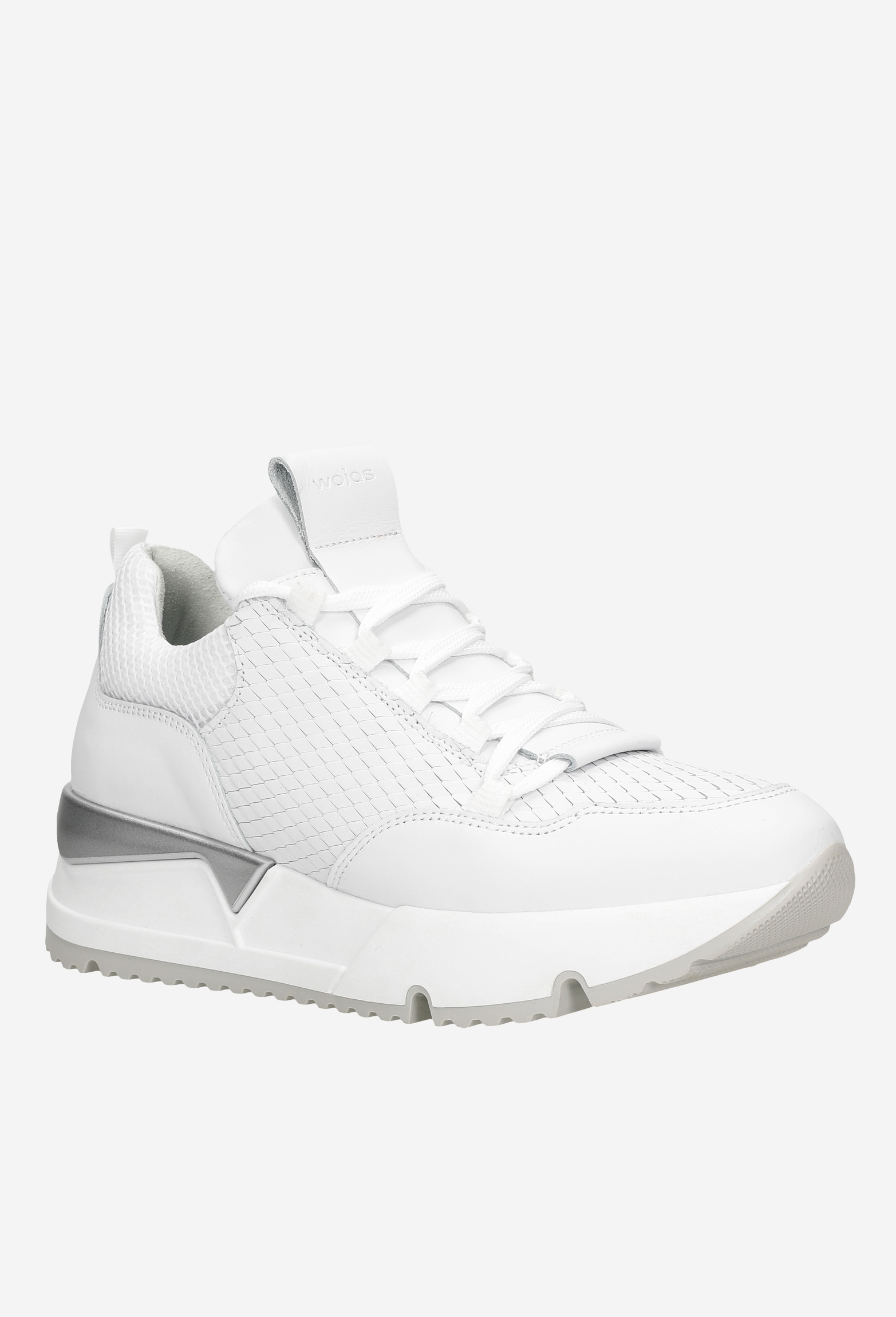 Białe sneakersy damskie ze srebrnymi elementami