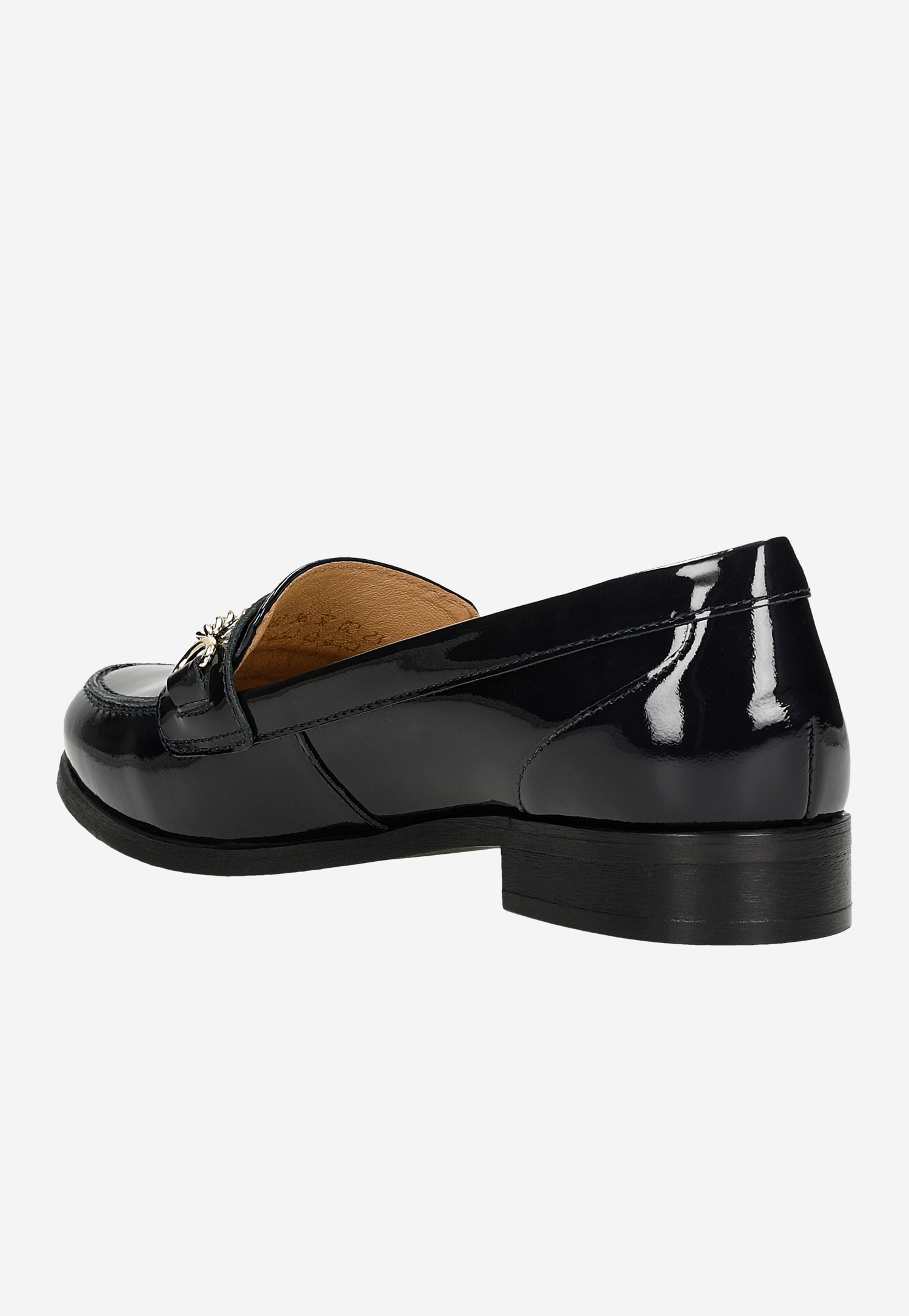 Granatowe mokasyny damskie ze skóry lakierowanej