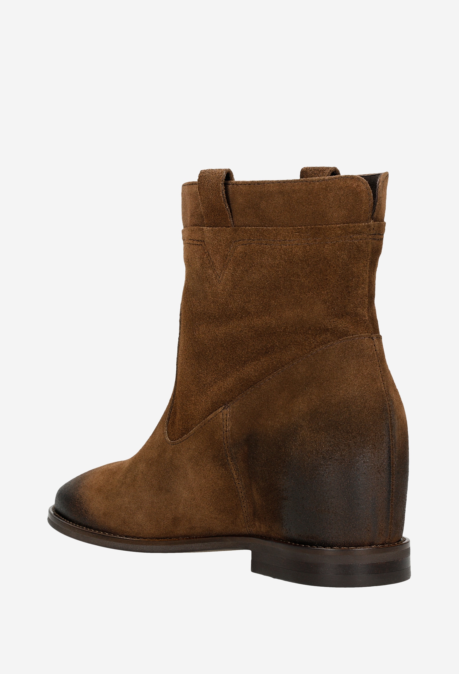 Brązowe botki damskie z ukrytą koturną