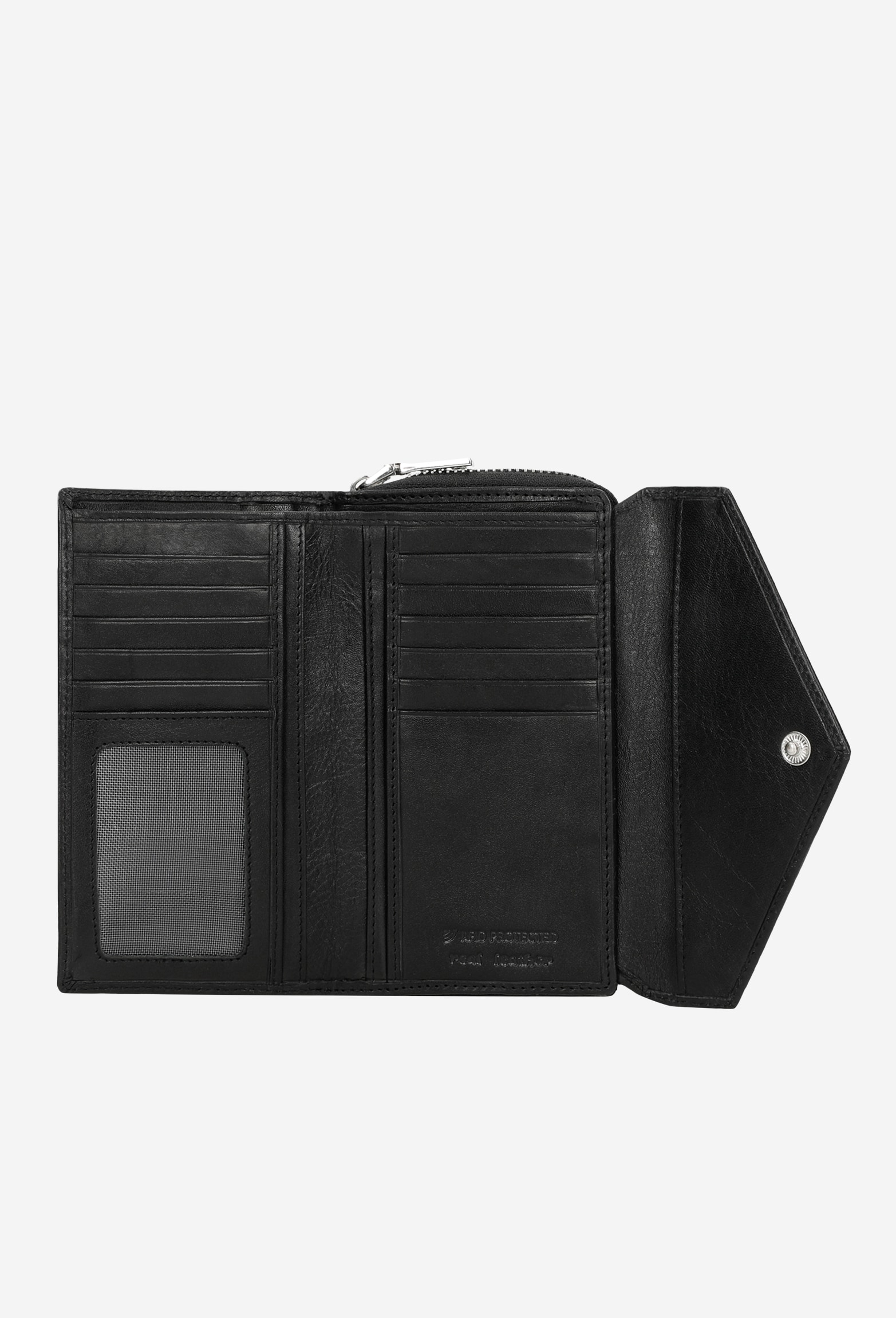 Duży czerwony skórzany portfel damski