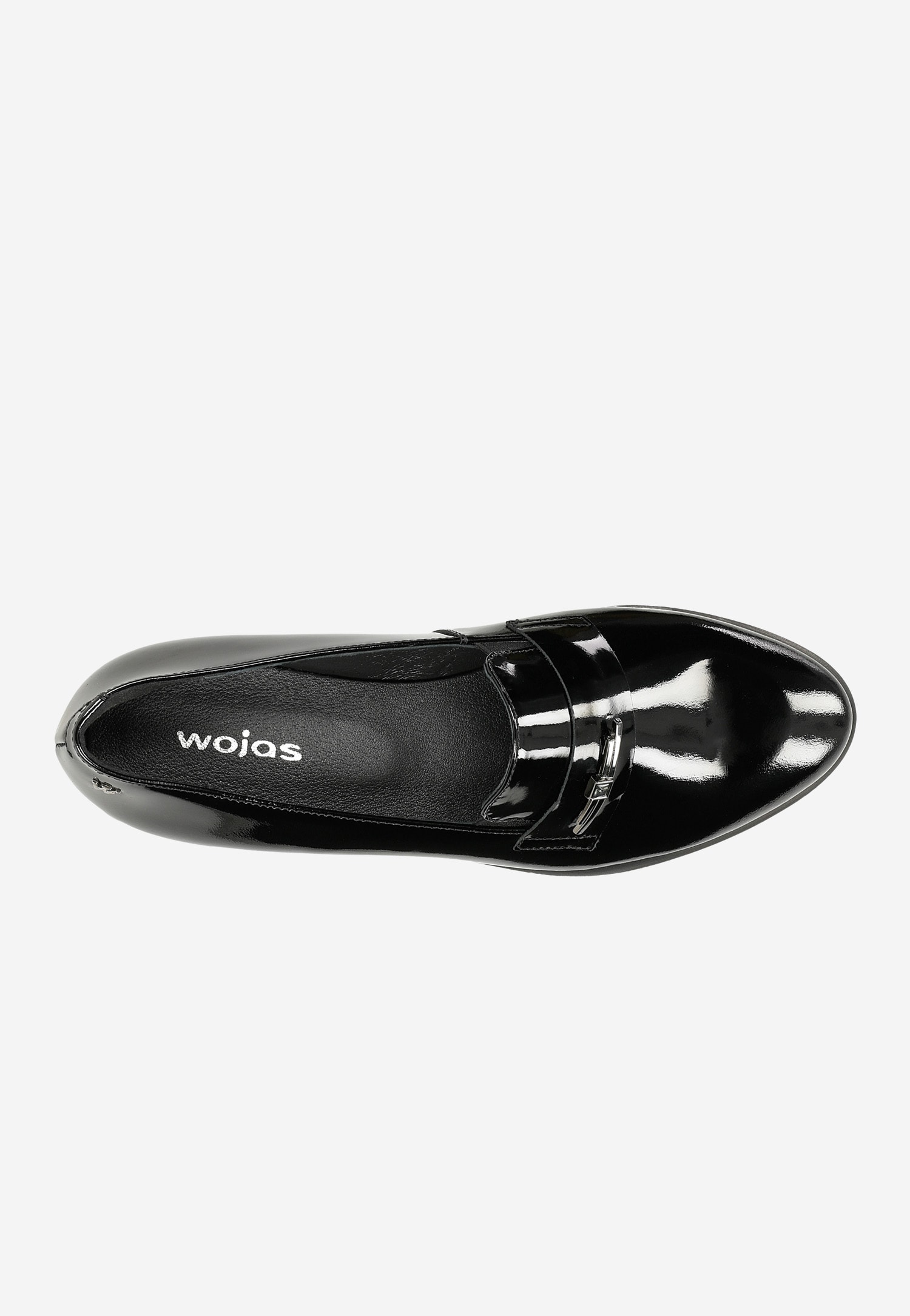 Czarne lakierowane loafersy damskie na platformie