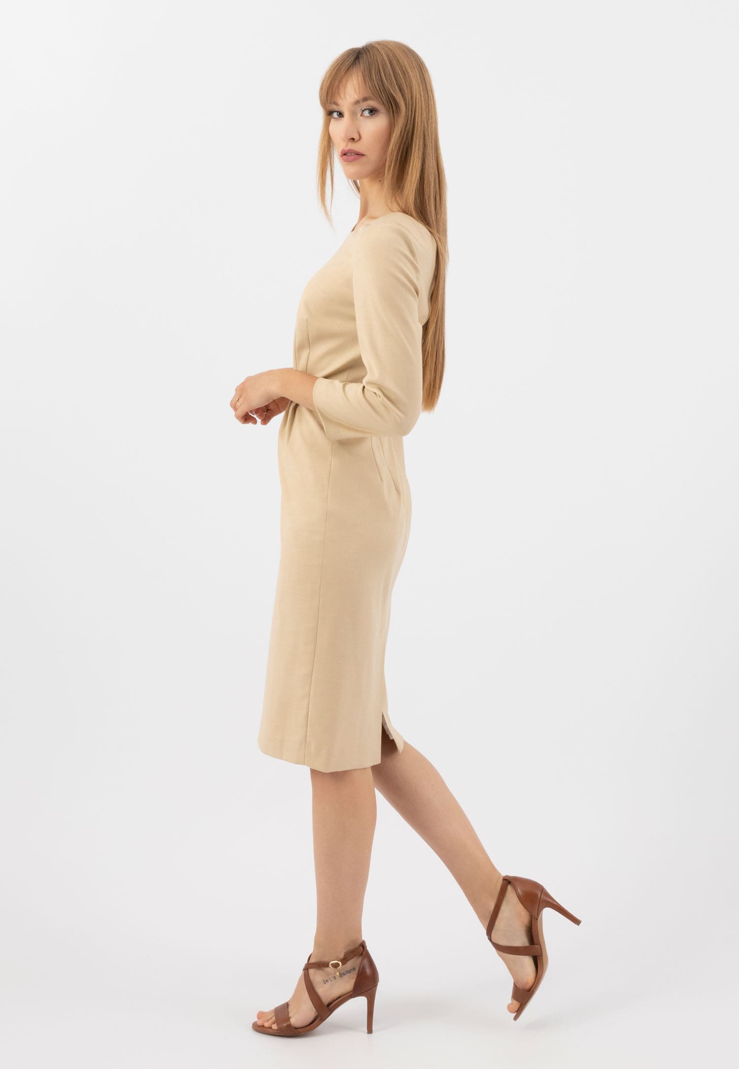 Jasnobrązowe sandały damskie na szpilce