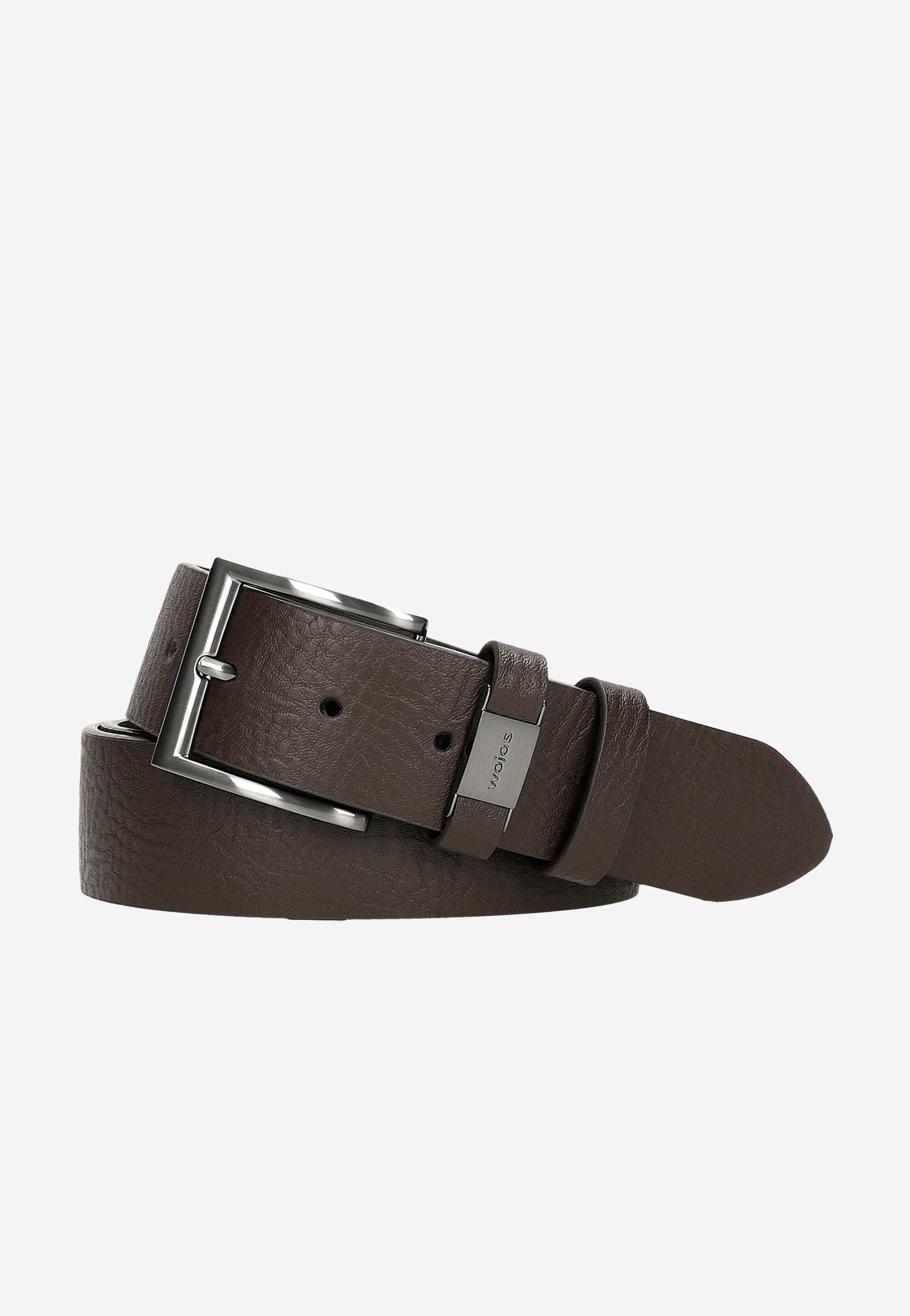 Ciemnobrązowy pasek męski ze szlufką z logo