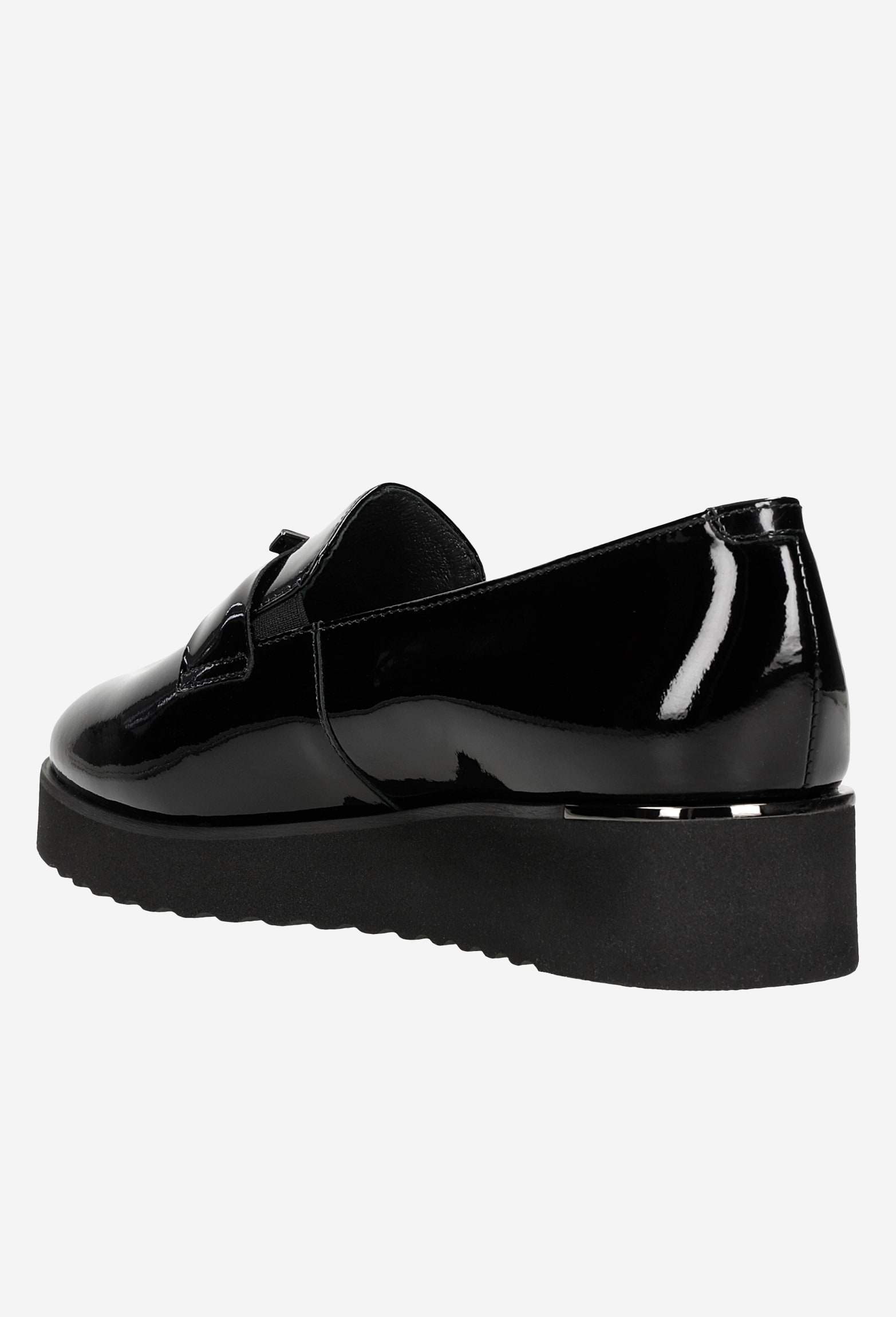 Czarne loafersy damskie ze skóry lakierowanej