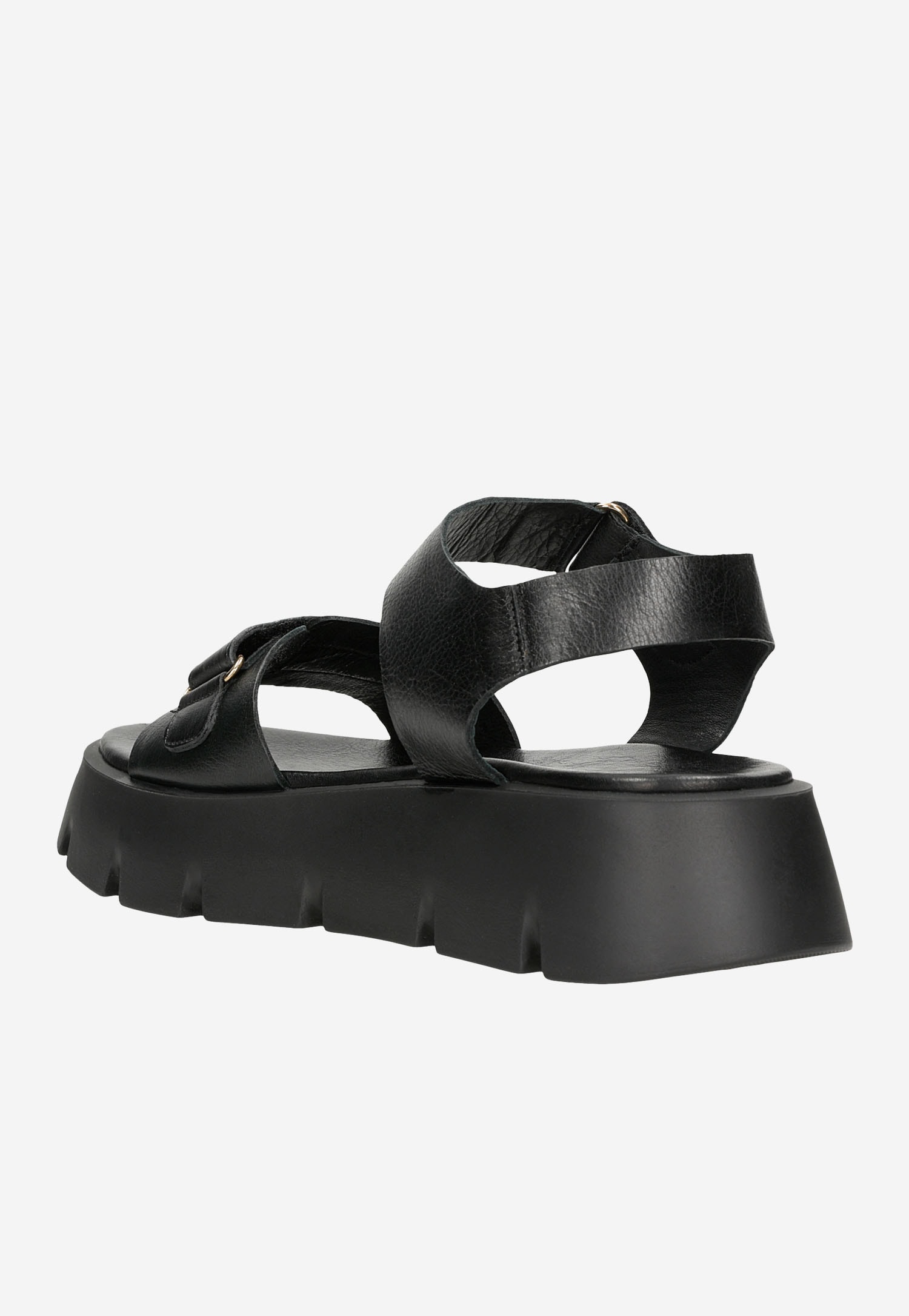 Czarne skórzane sandały damskie na platformie