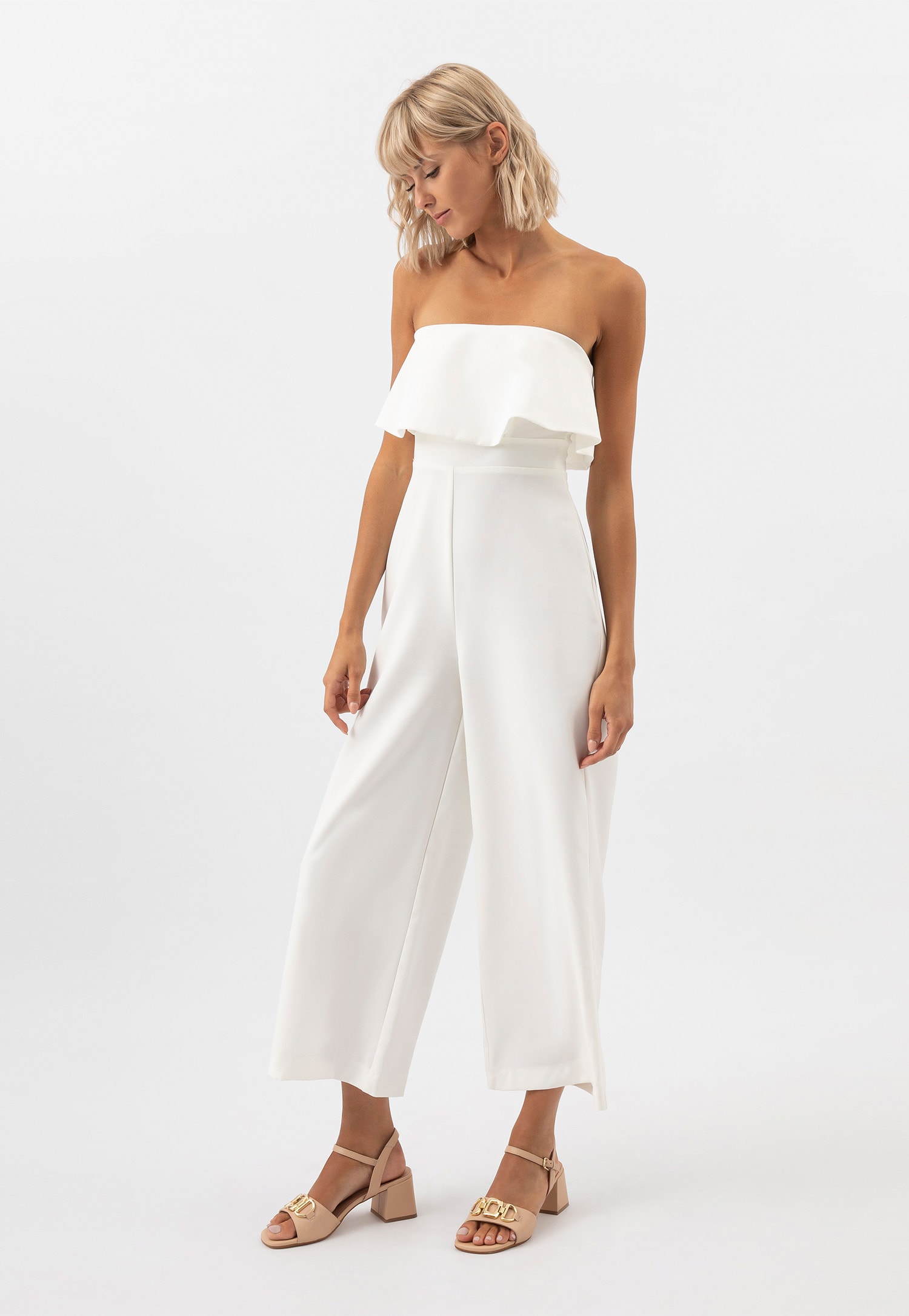 Eleganckie beżowe sandały damskie na obcasie