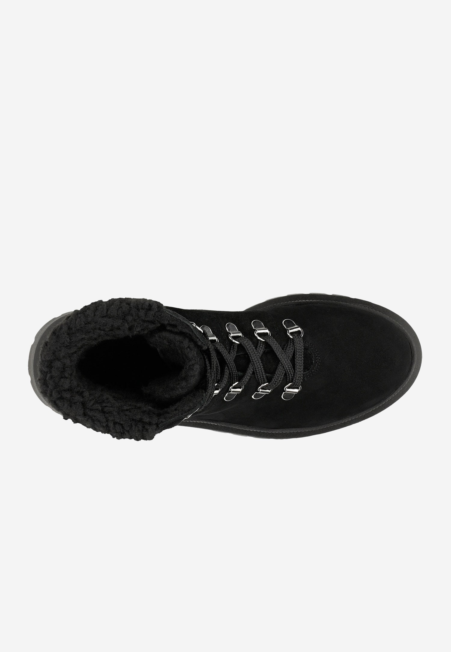 Beżowe ocieplane trzewiki damskie ze skóry licowej