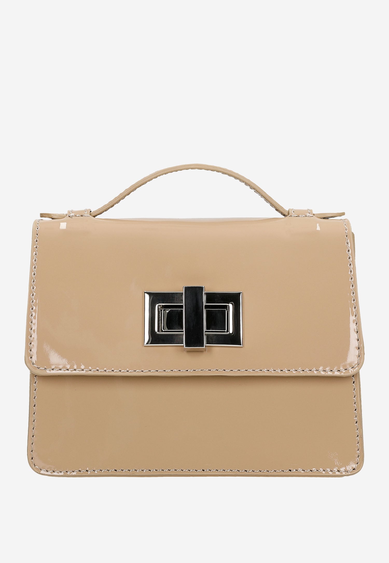 Beżowa lakierowana wizytowa torebka damska