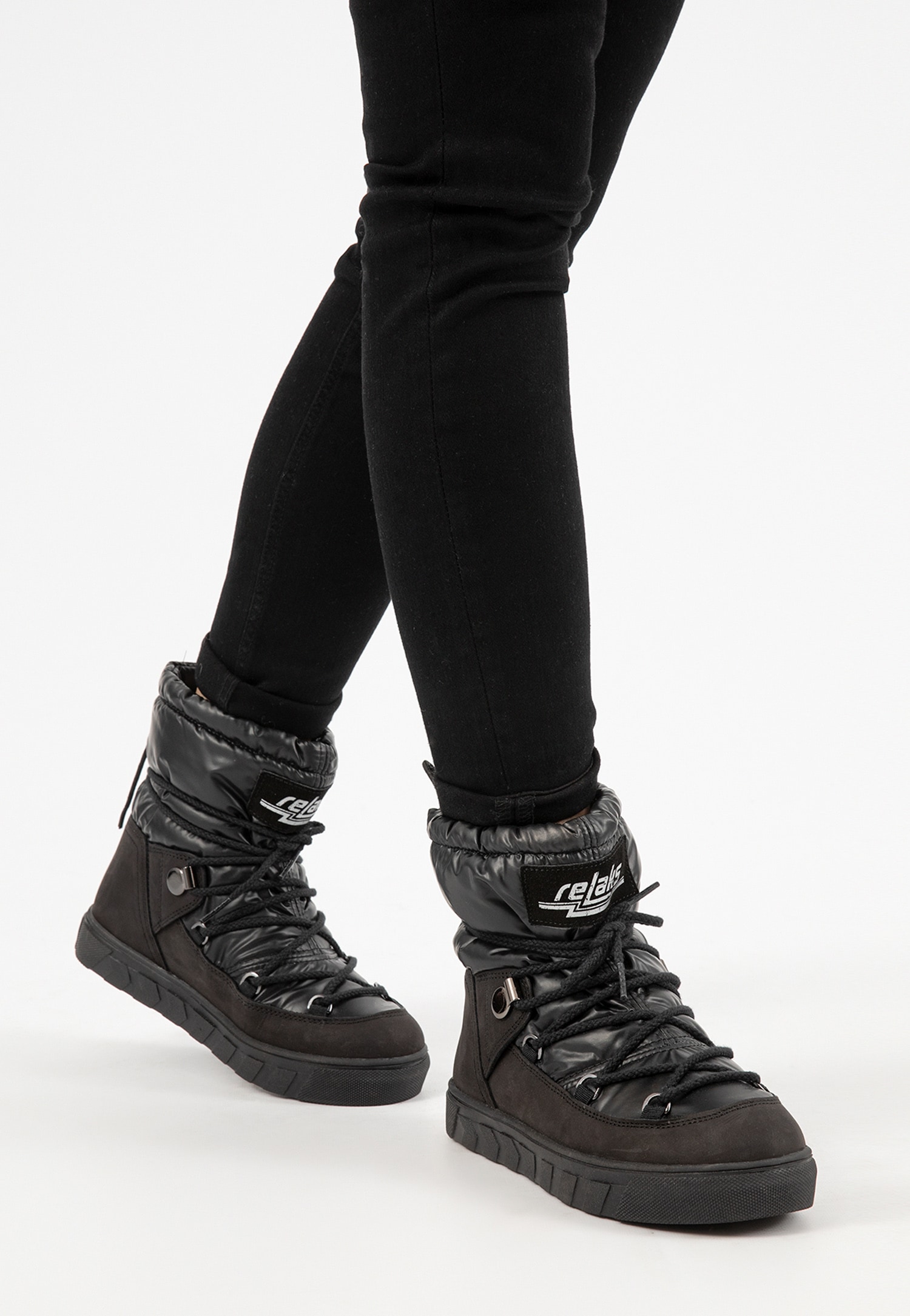 Czarne awangardowe śniegowce RELAKS