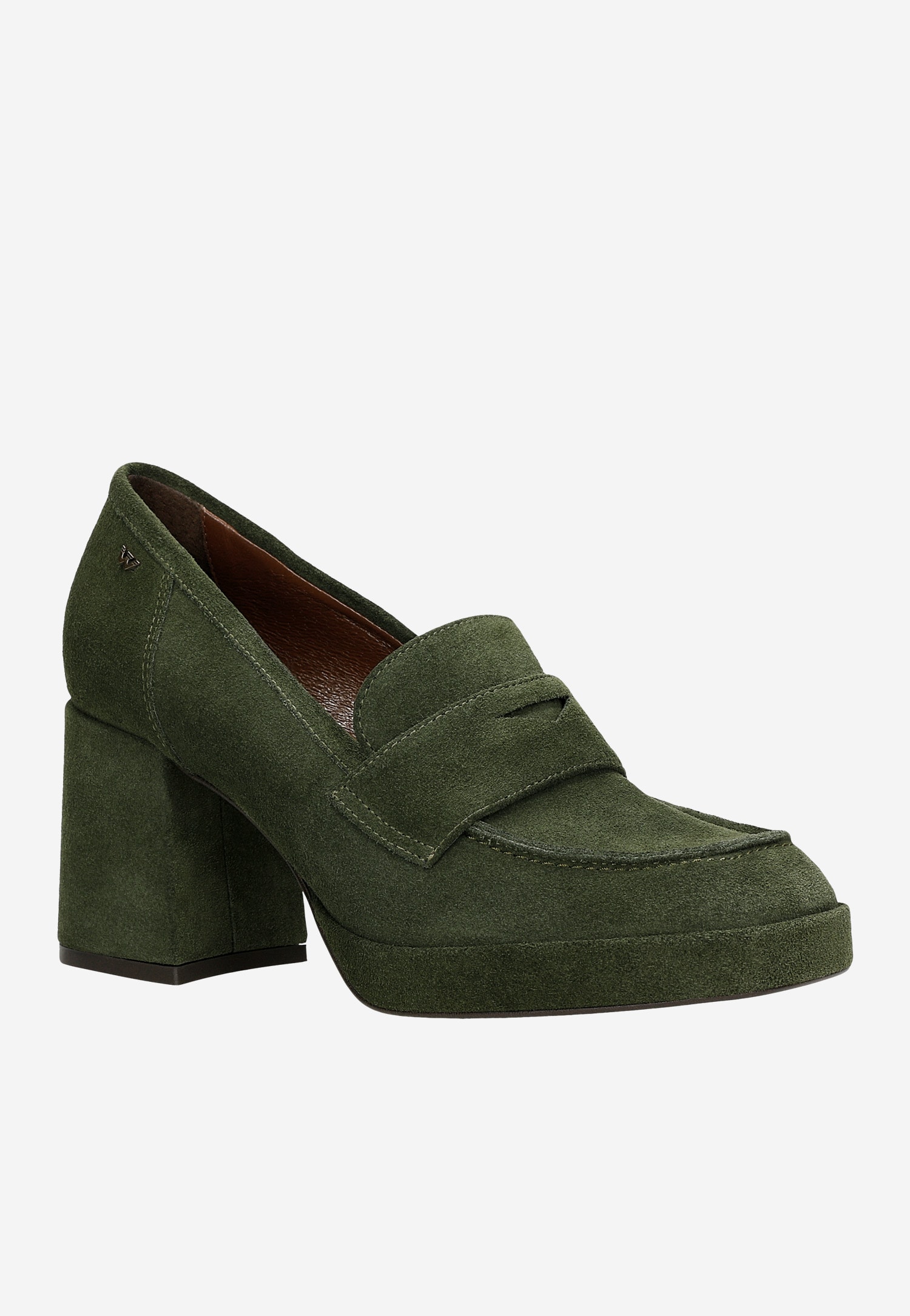 Zielone mokasyny damskie na słupku