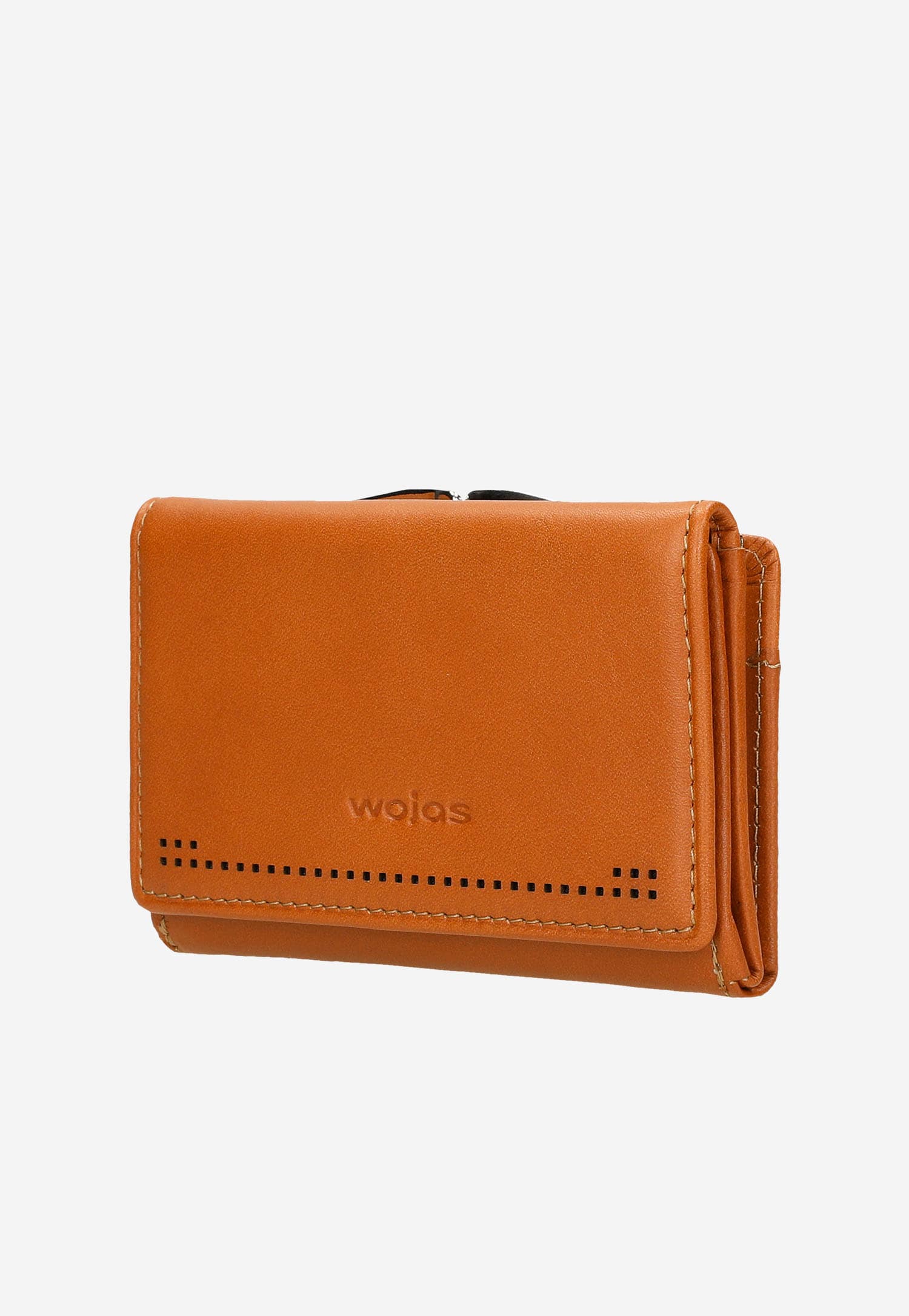 Mały brązowy portfel damski z ozdobioną klapką