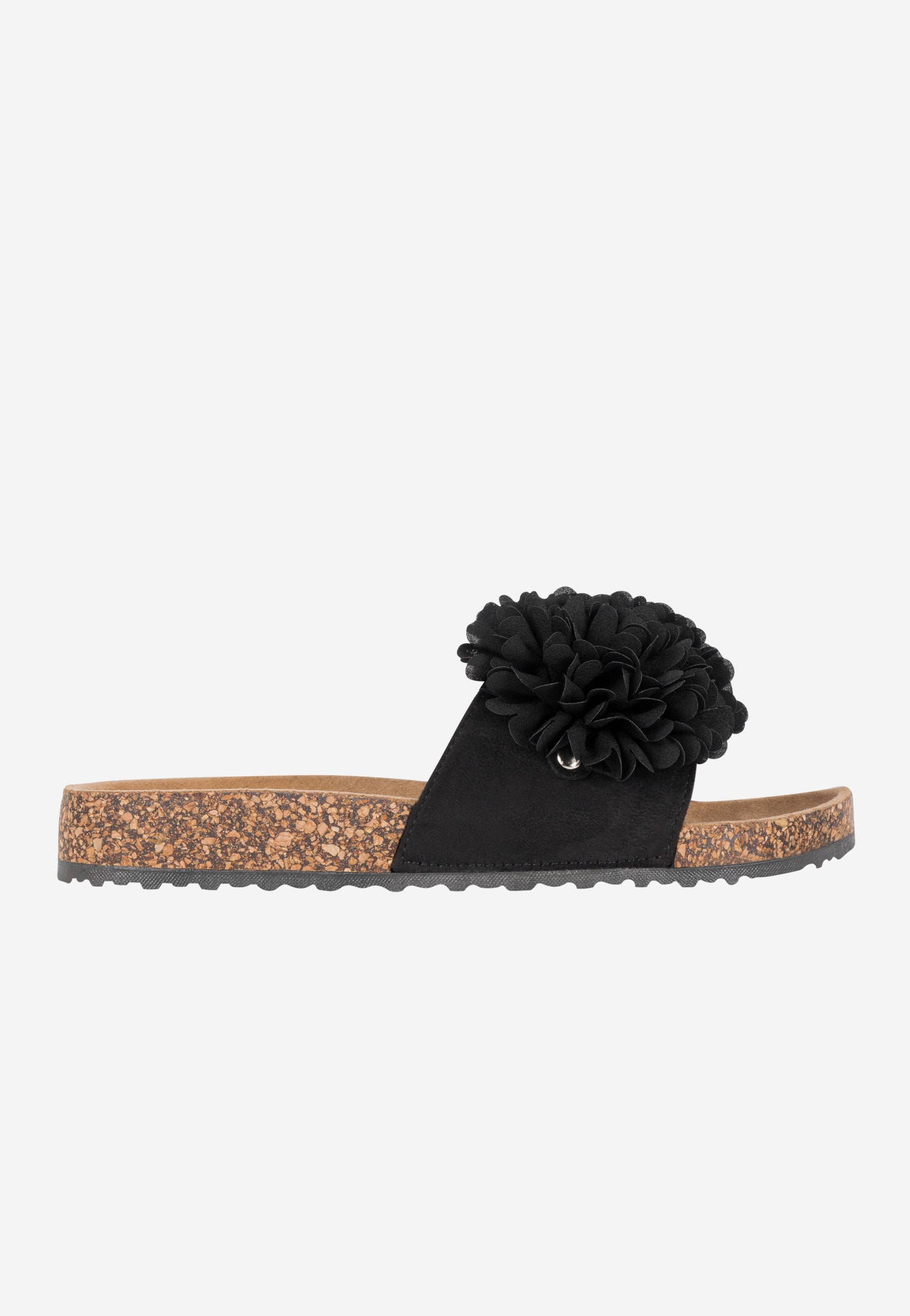 WJS czarne klapki damskie z ozdobą na pasku