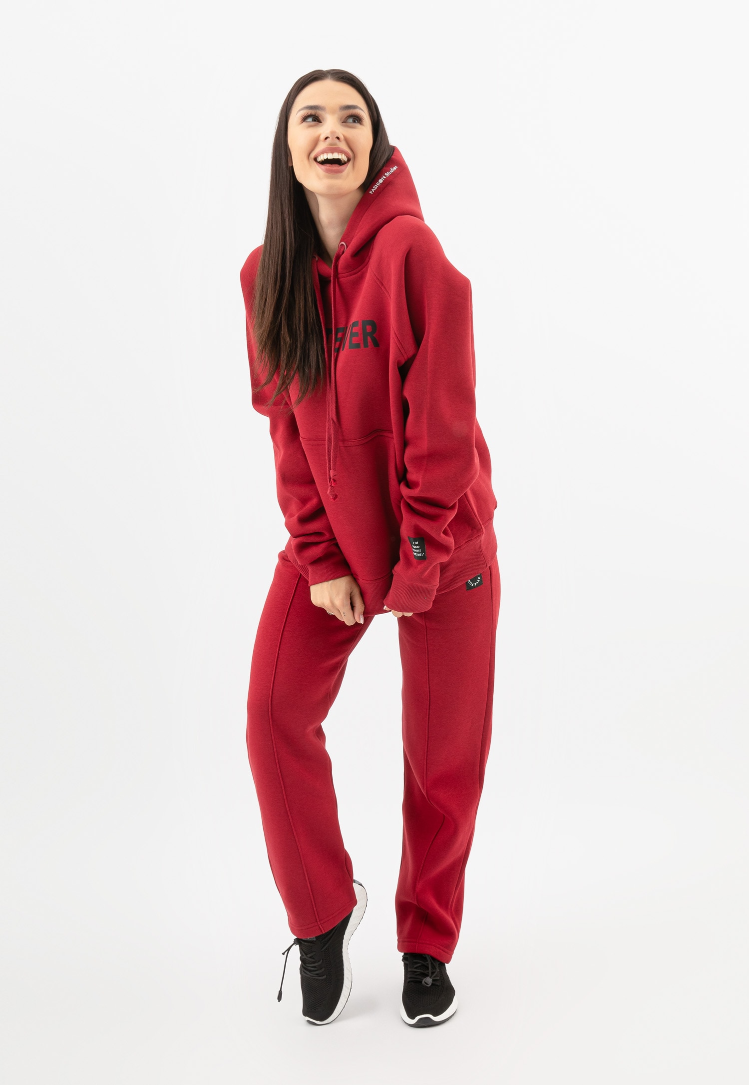 RELAKS czerwona bluza damska z czarnym napisem