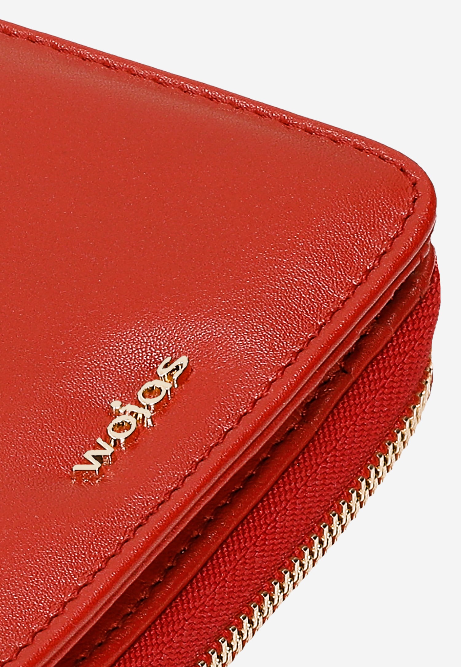 Mały czerwony portfel damski z gładkiej skóry licowej