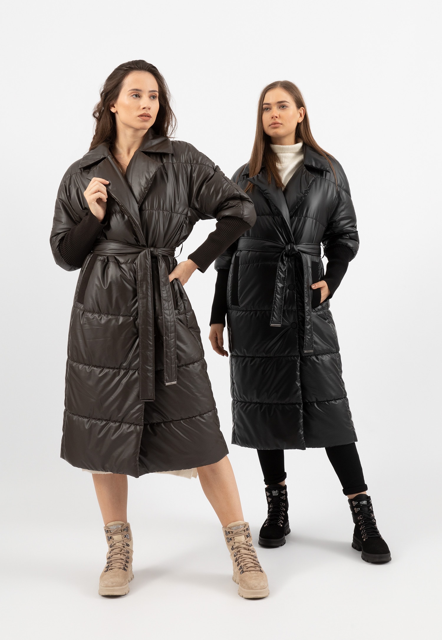 RELAKS długi brązowy ortalionowy płaszcz damski