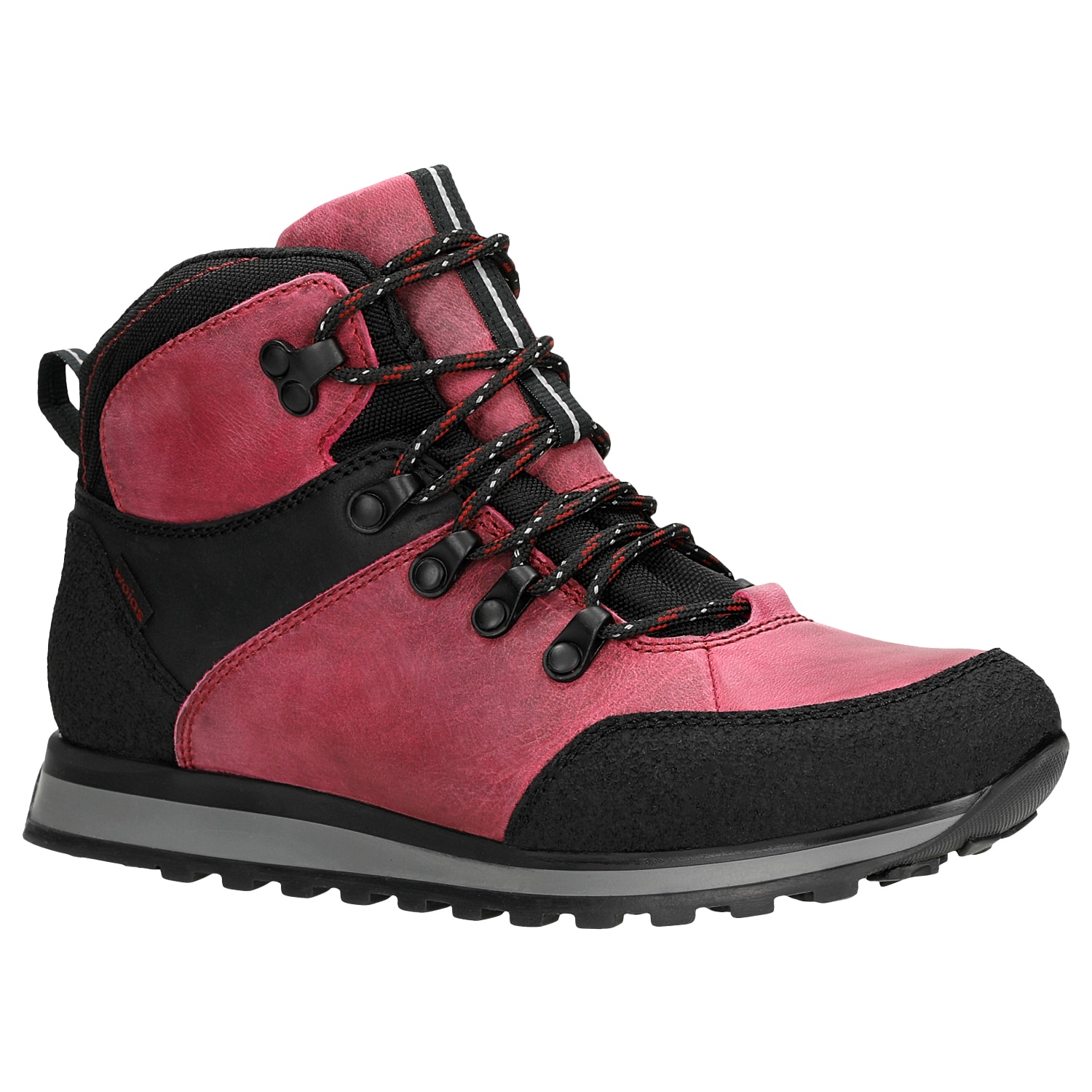 Czarno-amarantowe wysokie trekkingi damskie