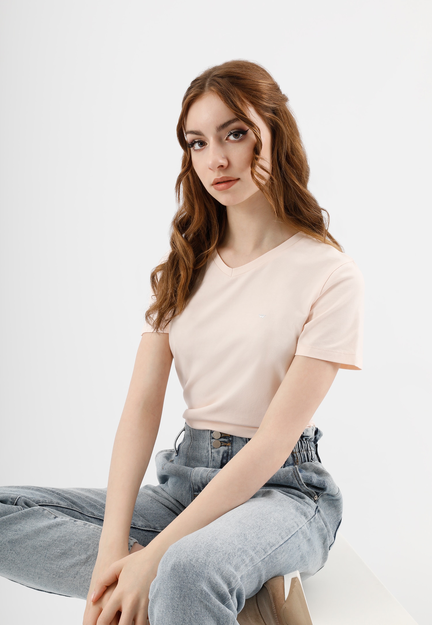 Jasnoniebieska bawełniana koszulka damska