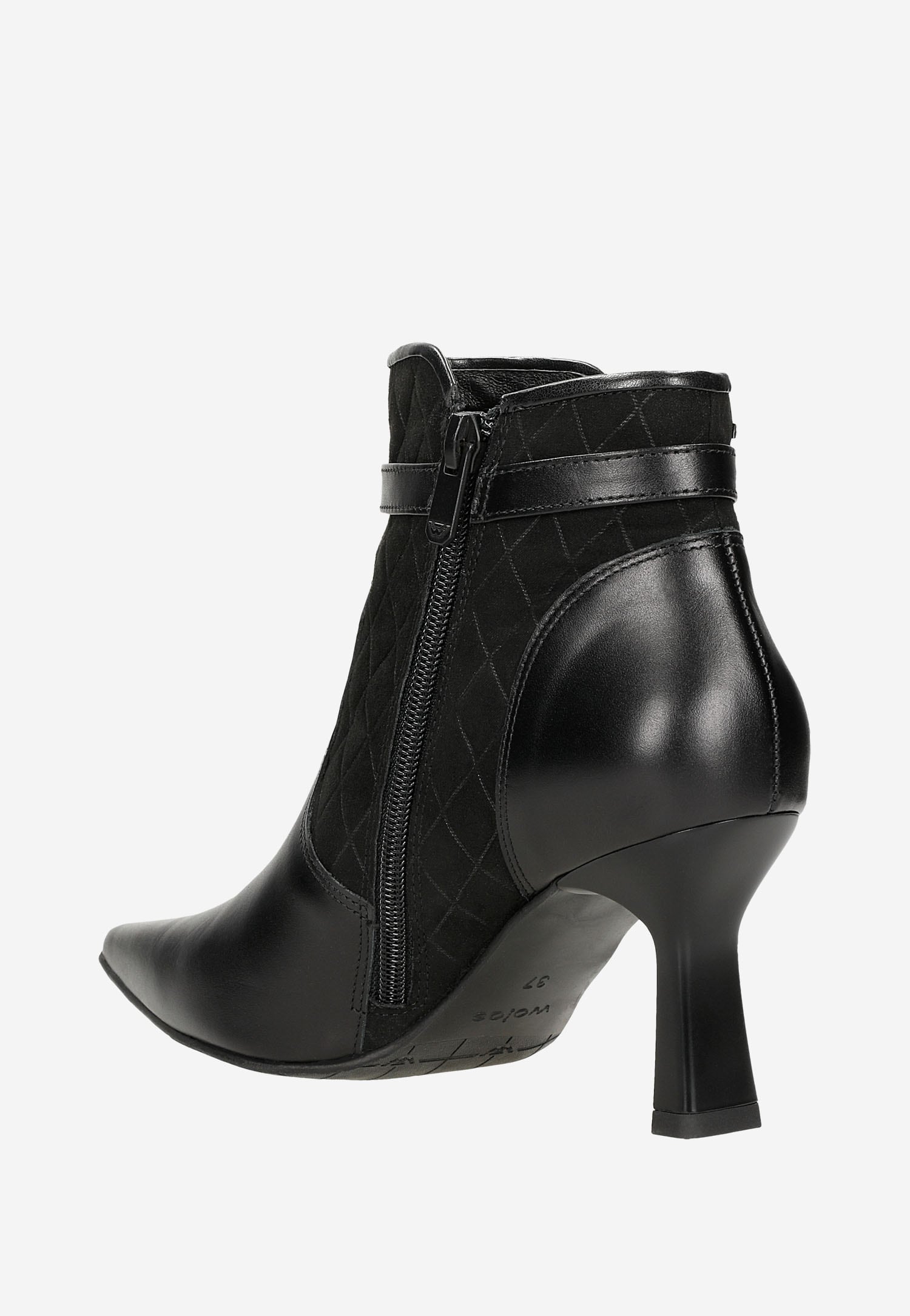 Czarne pikowane botki damskie na szpilce