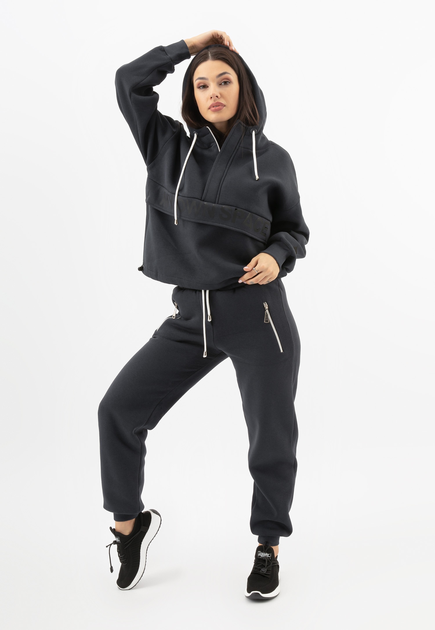 RELAKS beżowa bluza dresowa z kapturem