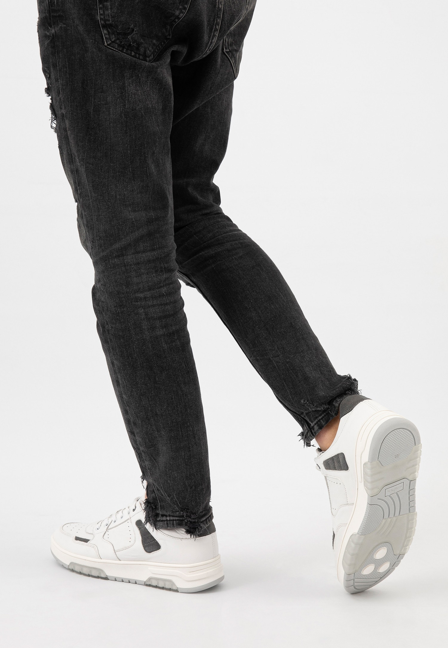 Granatowe półbuty męskie z szarymi wstawkami