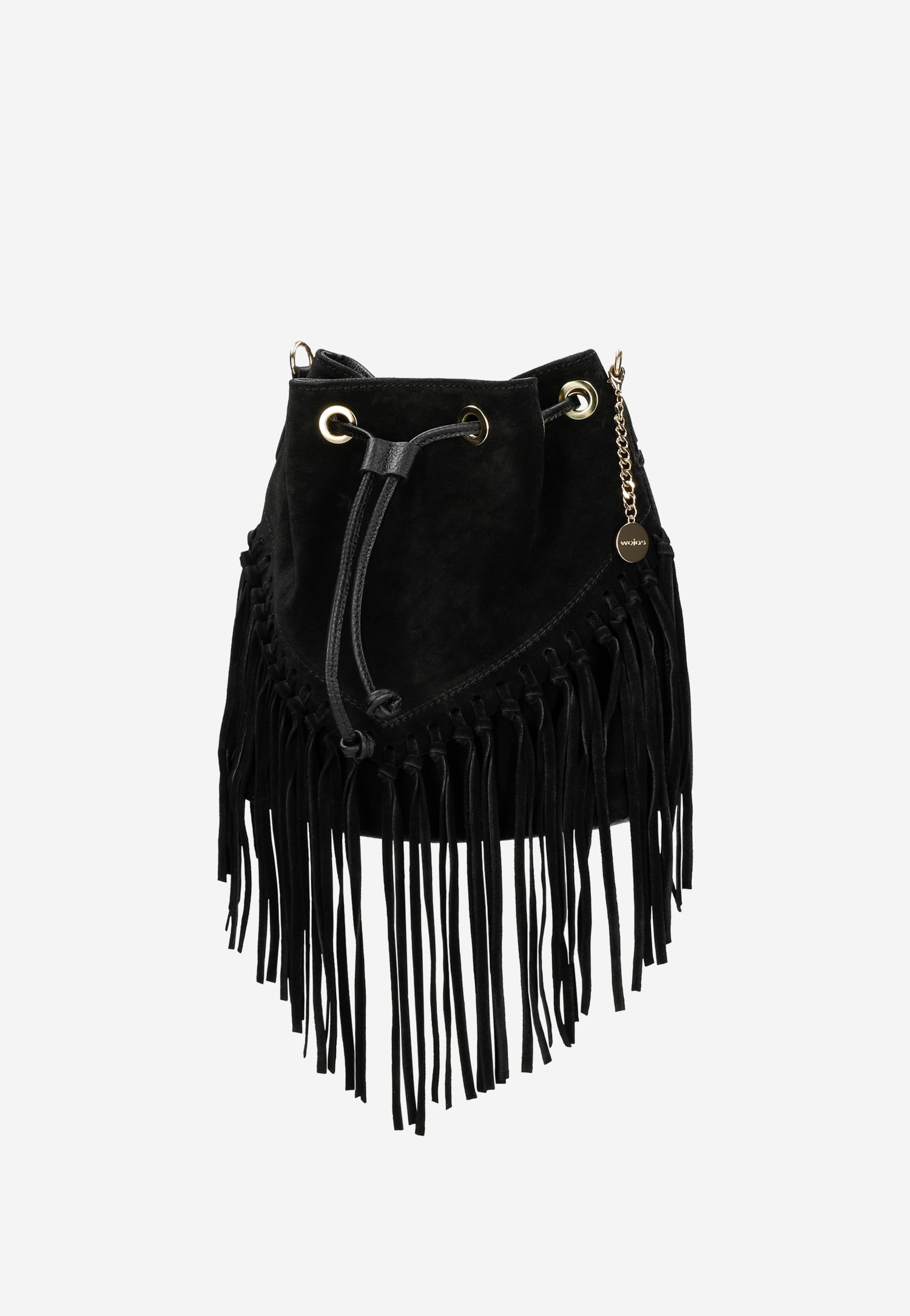 Czarna torebka z frędzlami w stylu boho