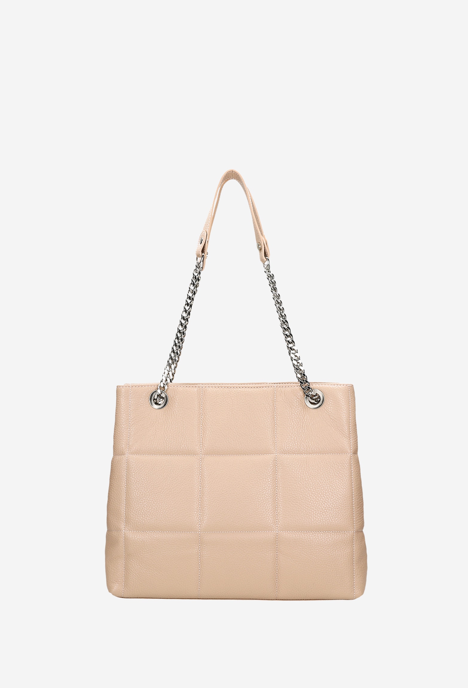 Jasnoróżowa pojemna torebka damska z przeszyciami