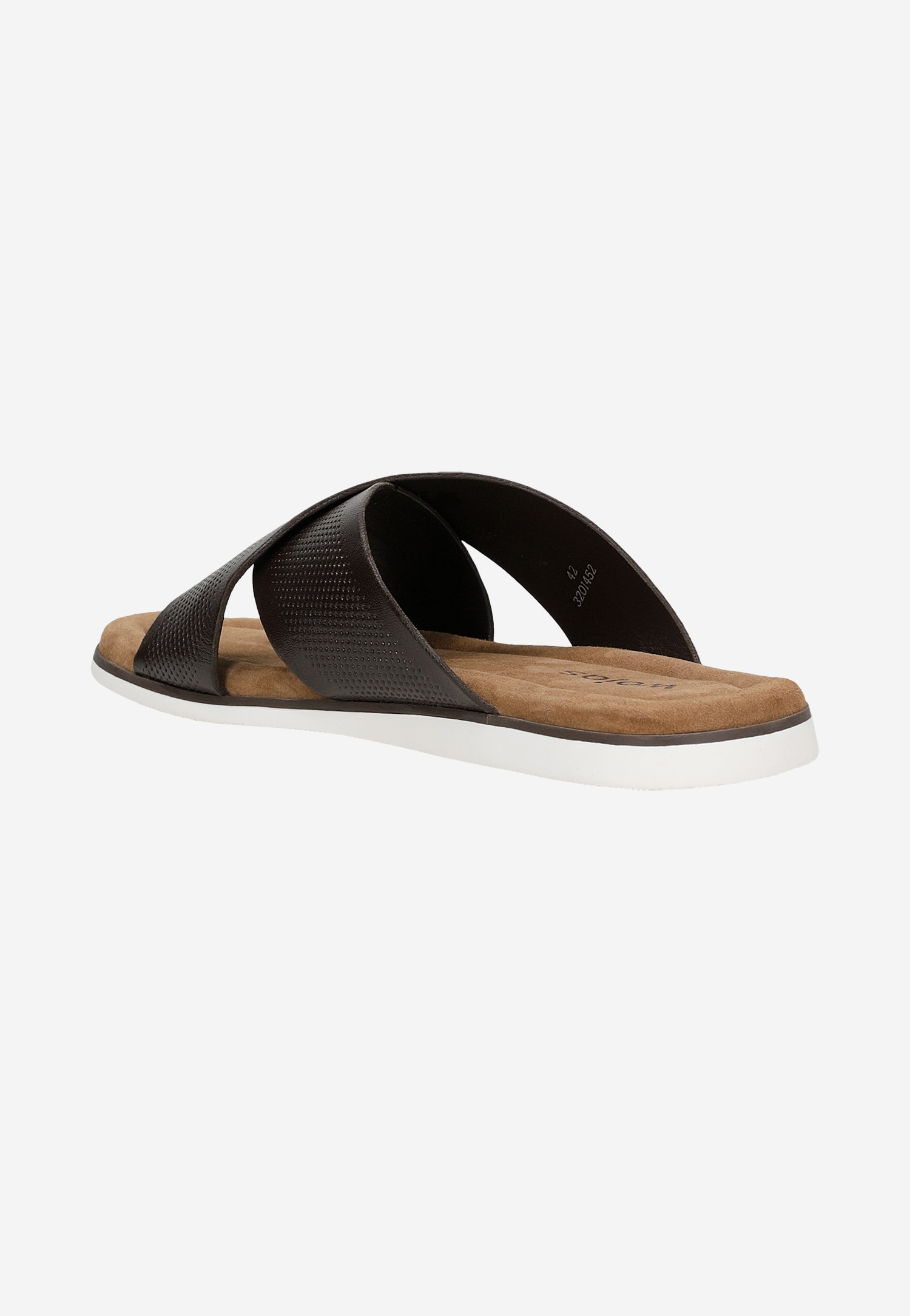 Ciemnobrązowe klapki męskie z perforowanej skóry licowej