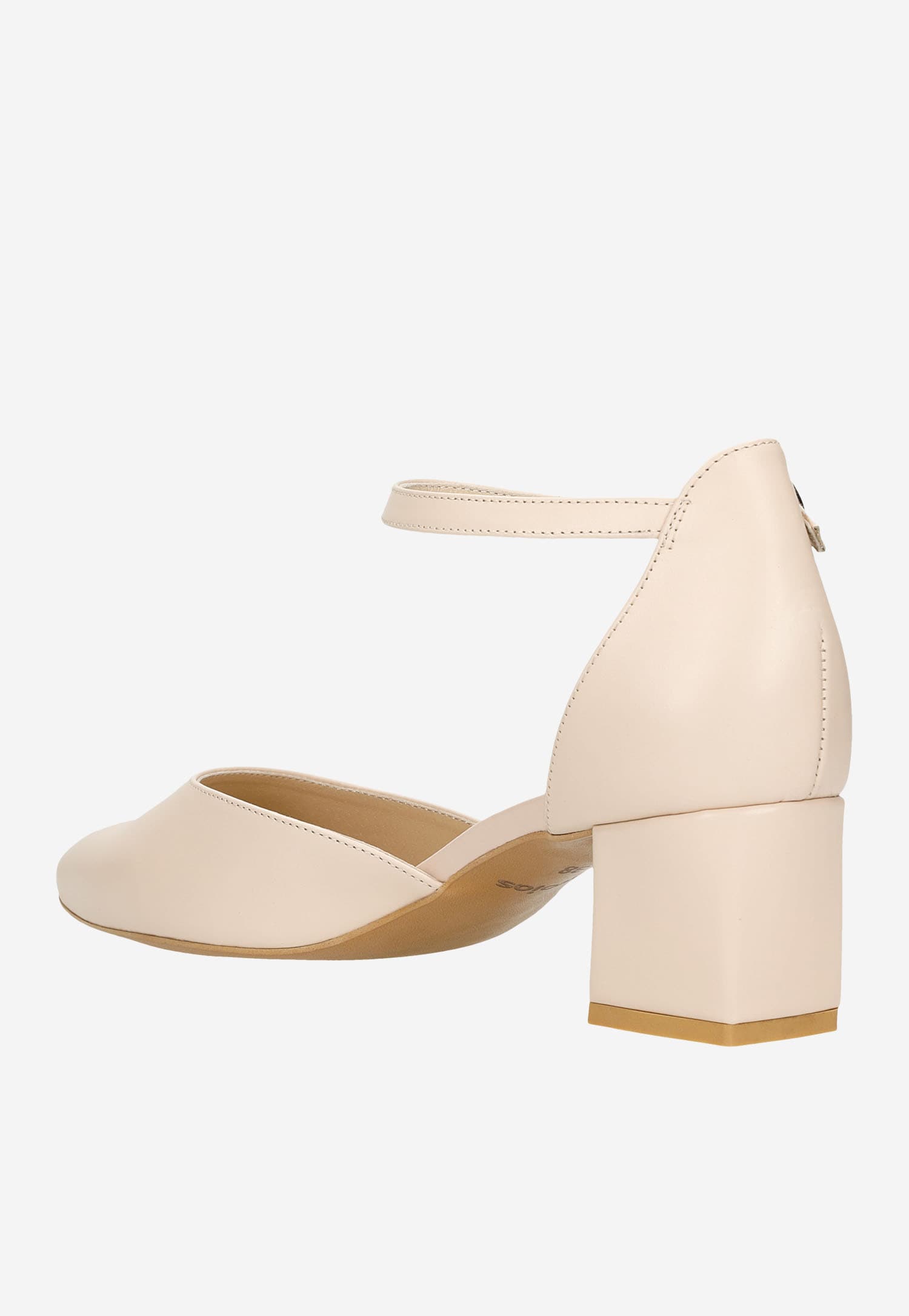 Złote czółenka damskie na niskim słupku