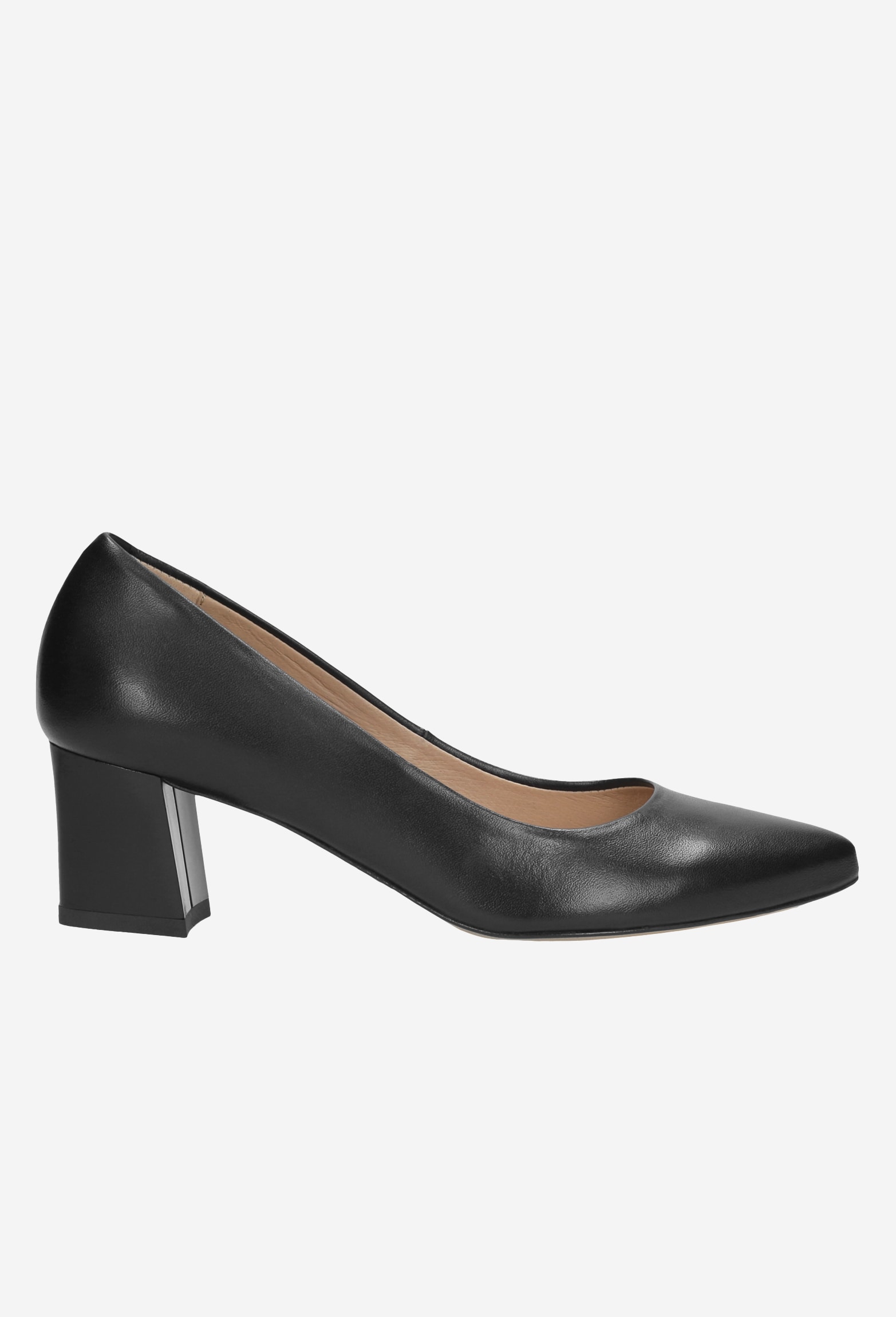 Beżowe lakierowane czółenka damskie na obcasie