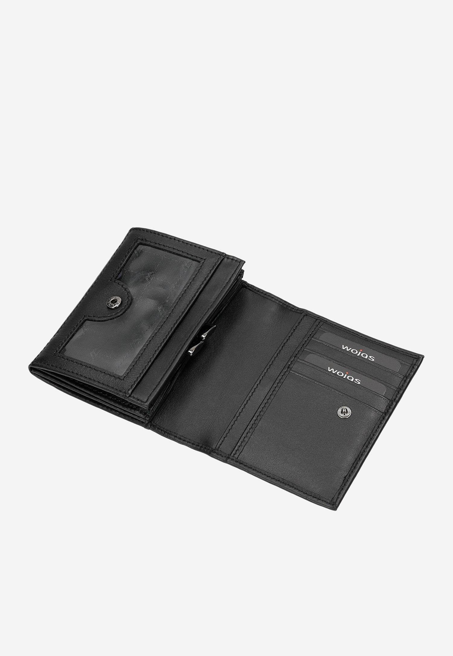 Czarny klasyczny portfel damski ze skóry licowej