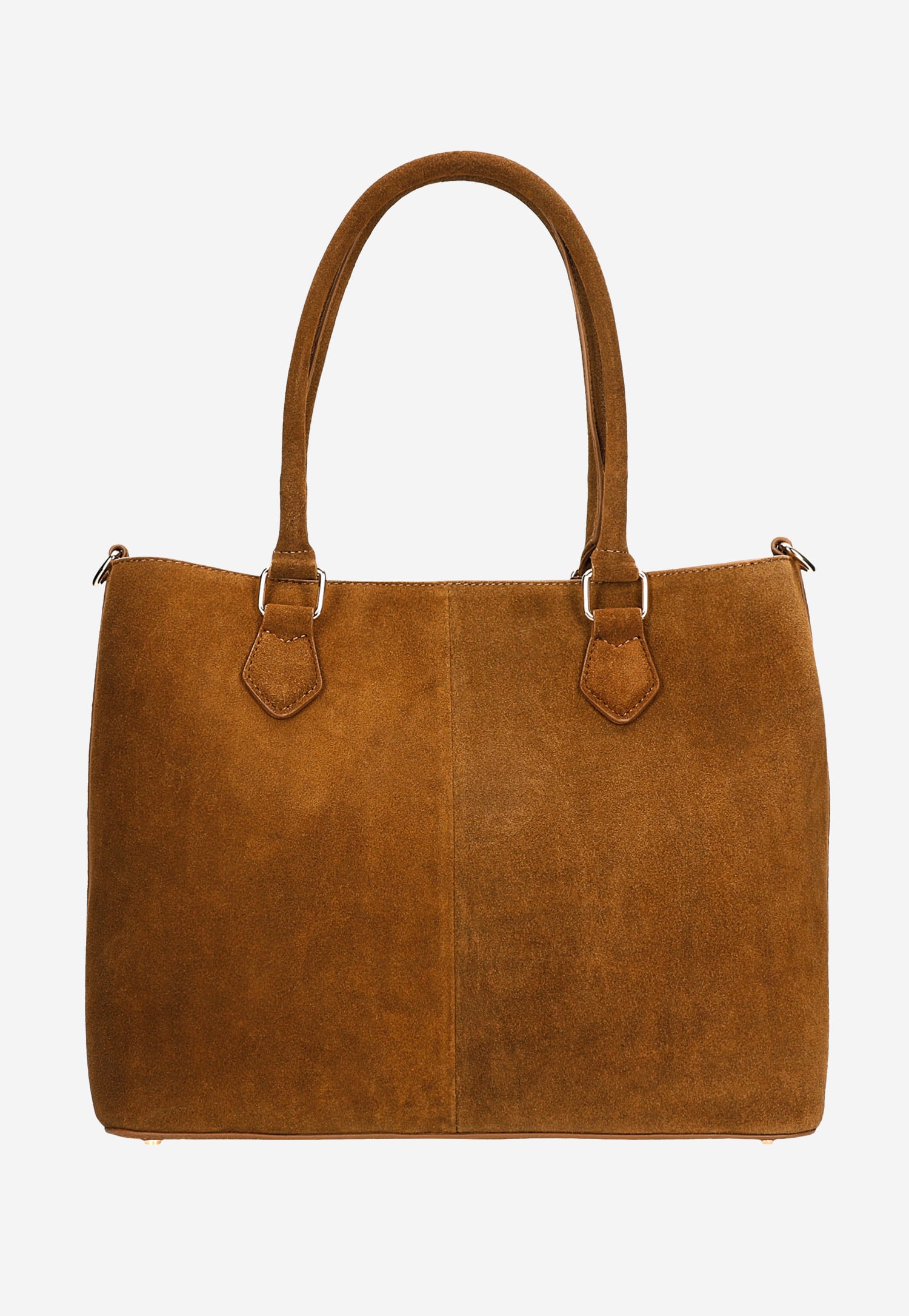 Jasnobrązowa torebka damska z dwoiny welurowej