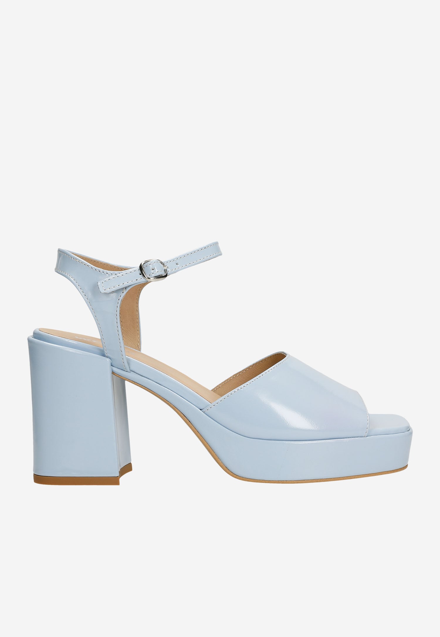 Białe sandały damskie na masywnym obcasie